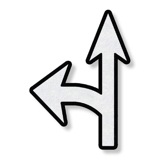 A white combo arrow pointing up and left with a black border