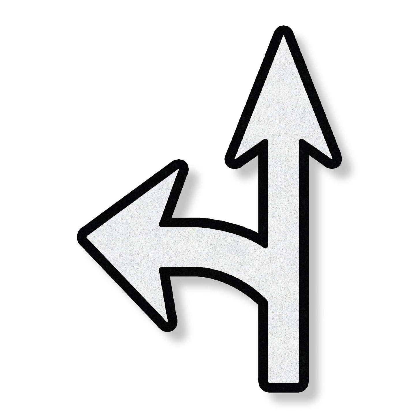 A white combo arrow pointing up and left with a black border
