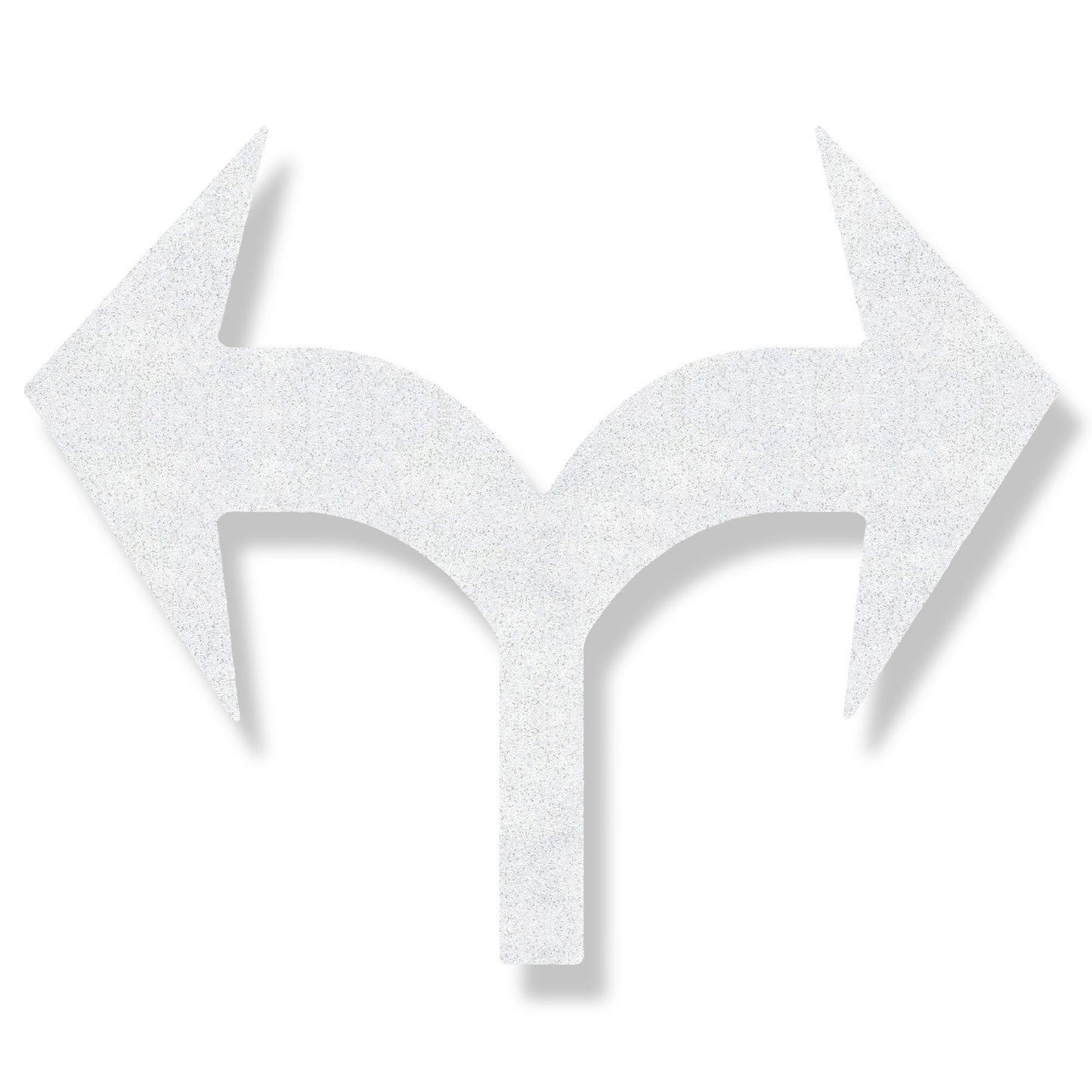 White arrow pointing left and right