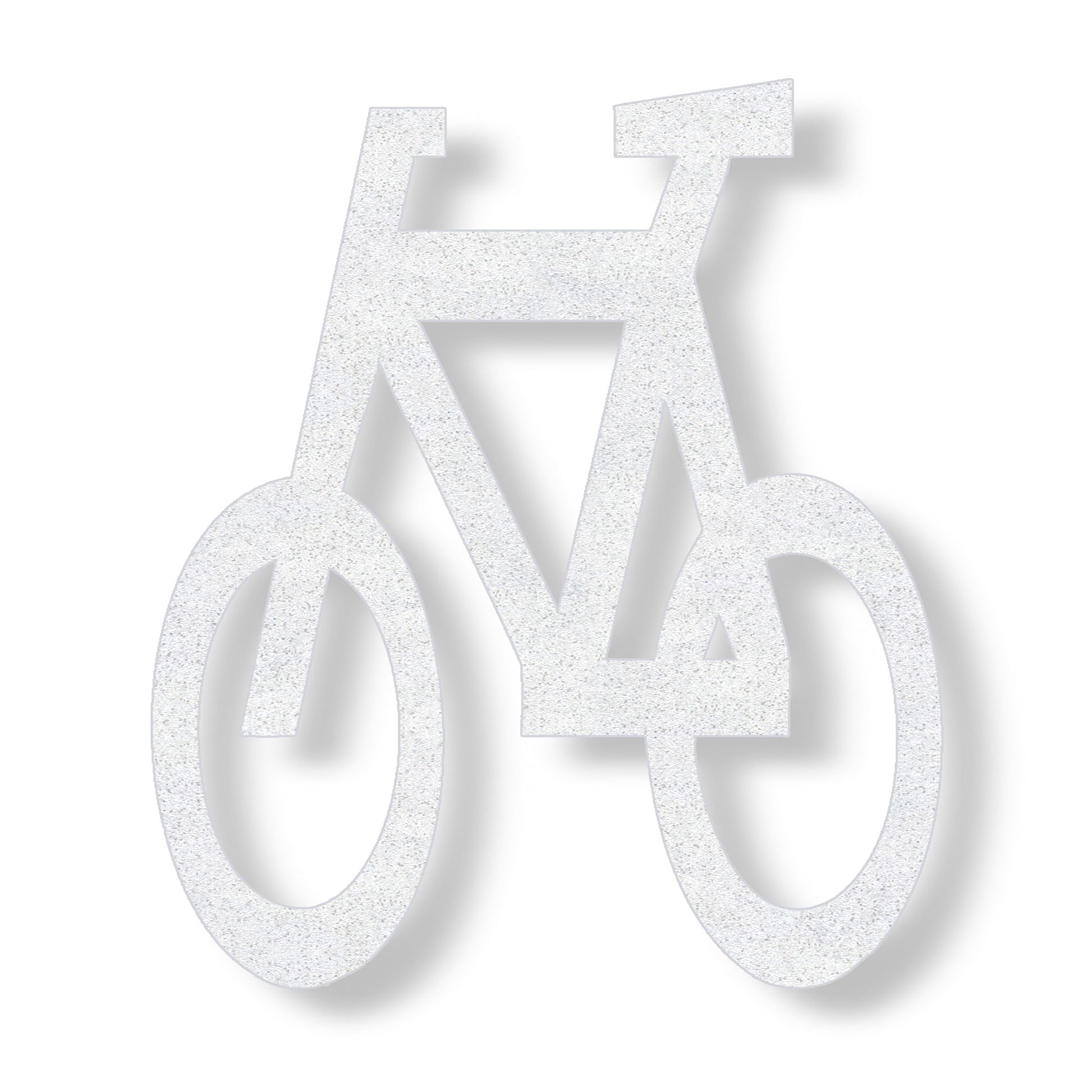 White preformed thermoplastic bicycle symbol