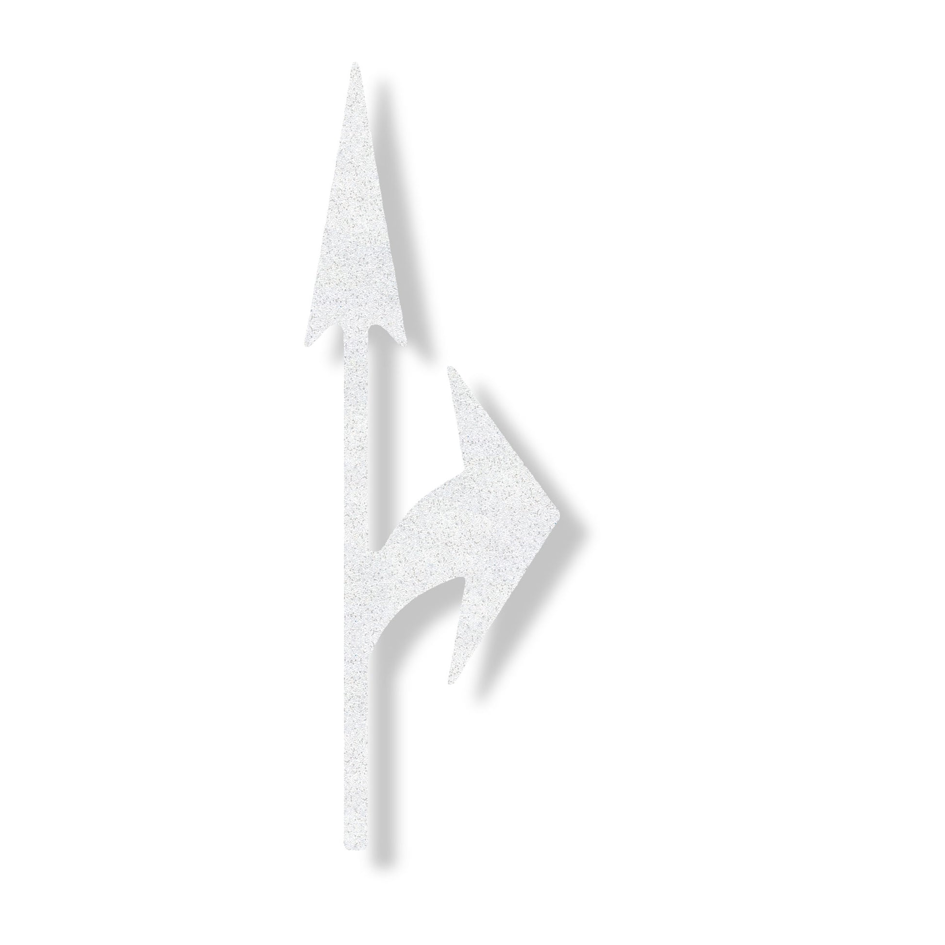 A white preformed thermoplastic elonged combo arrow pointing up and right