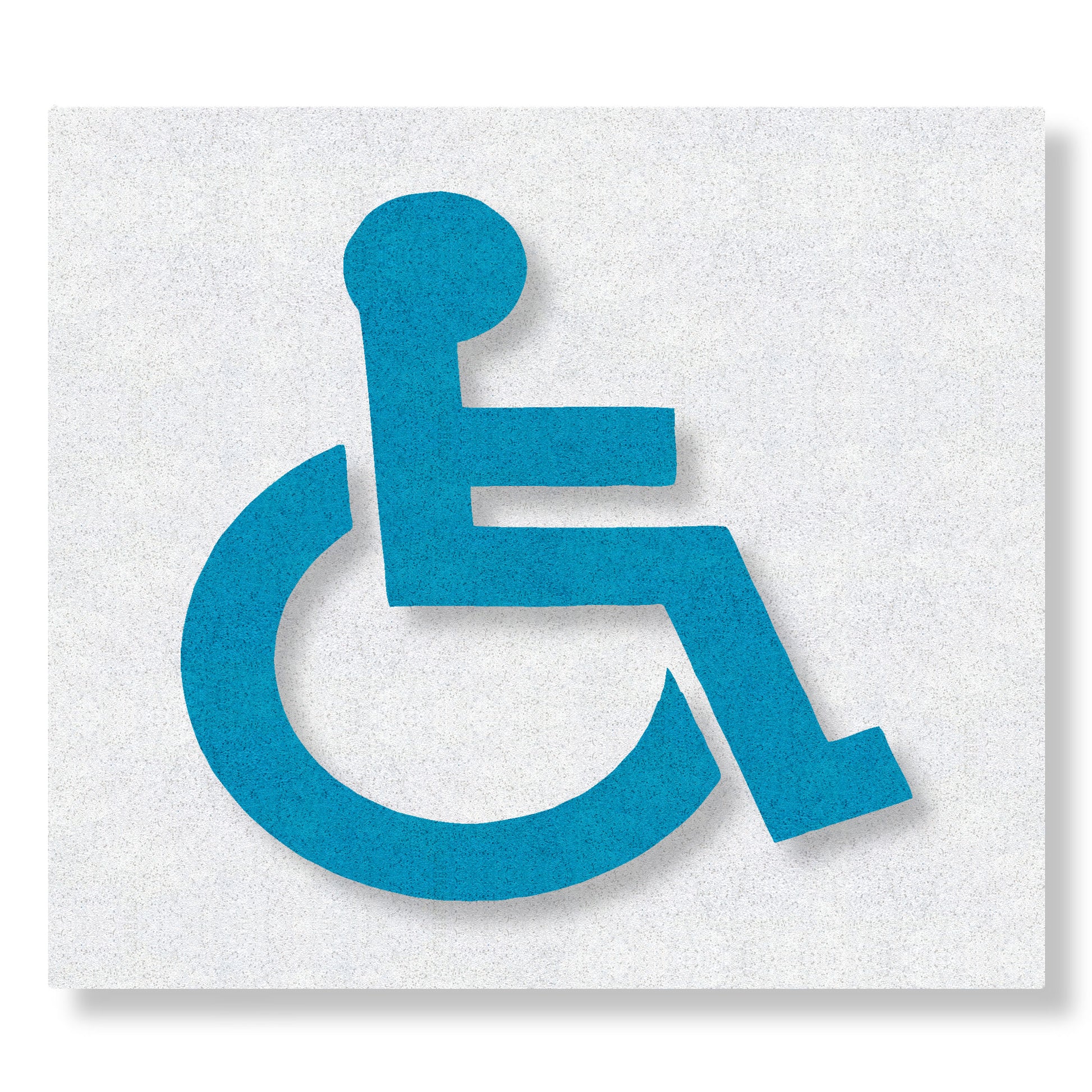 Blue handicap symbol on a white box