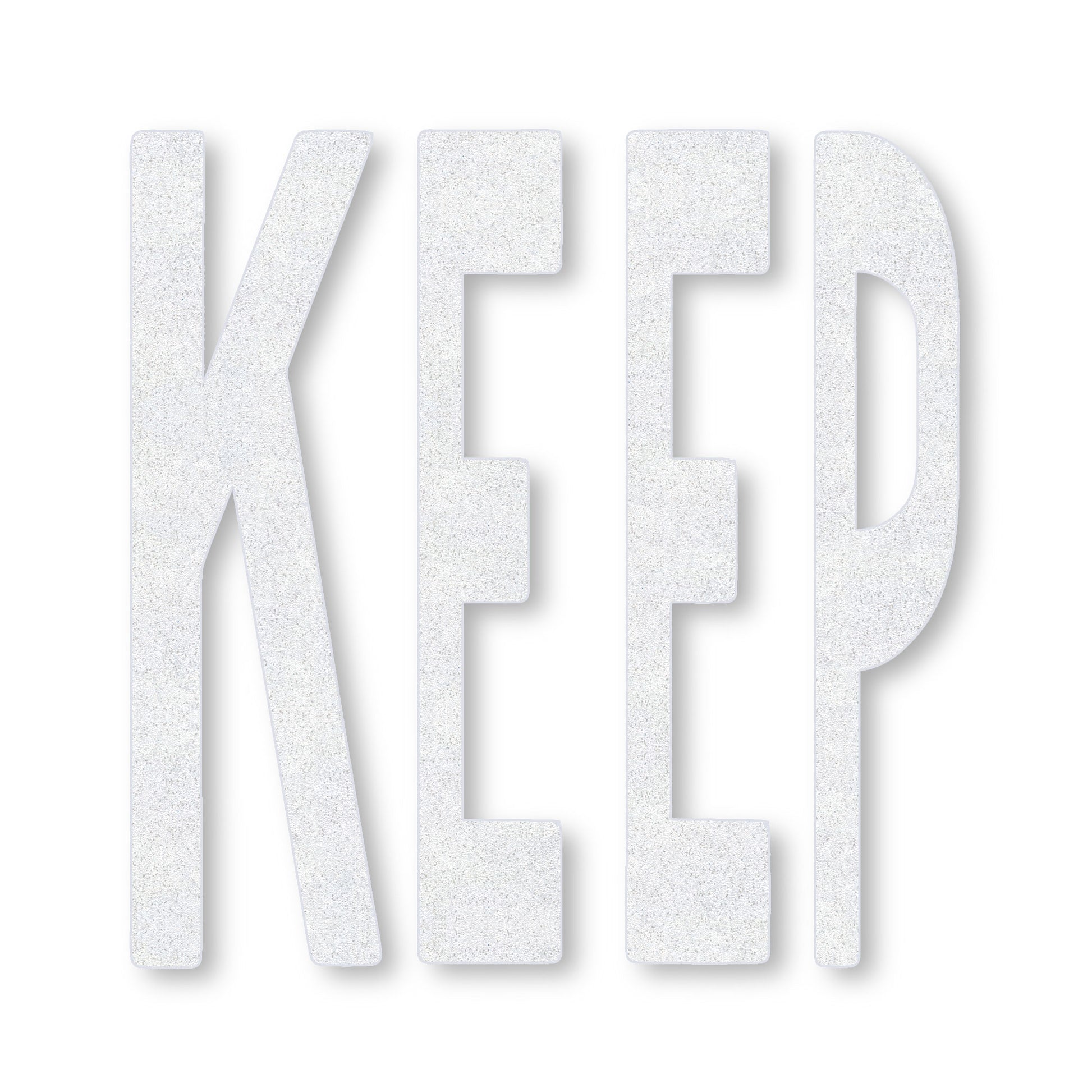 white preformed thermopalstic 8' KEEP in all caps on white