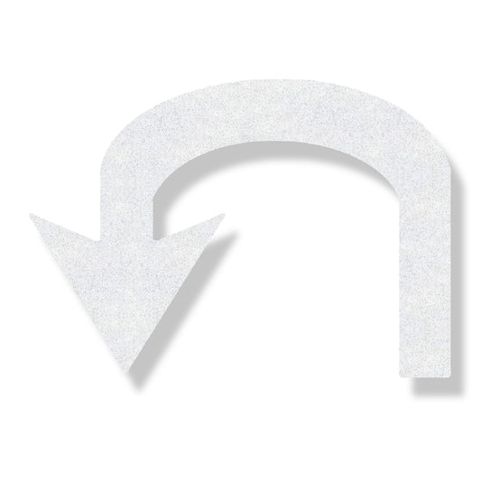 White preformed thermoplastic U-Turn arrow turning left