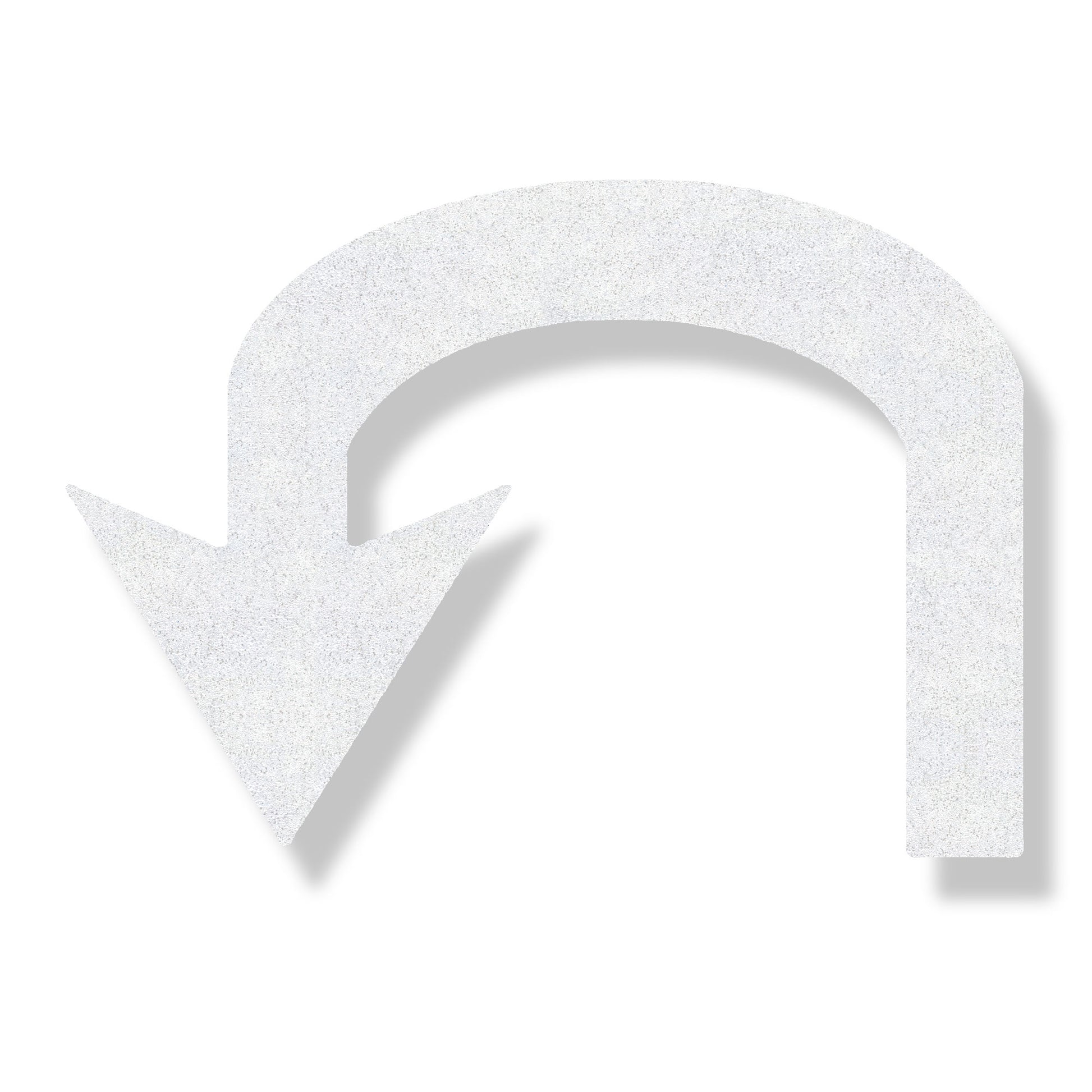 White preformed thermoplastic U-Turn arrow turning left