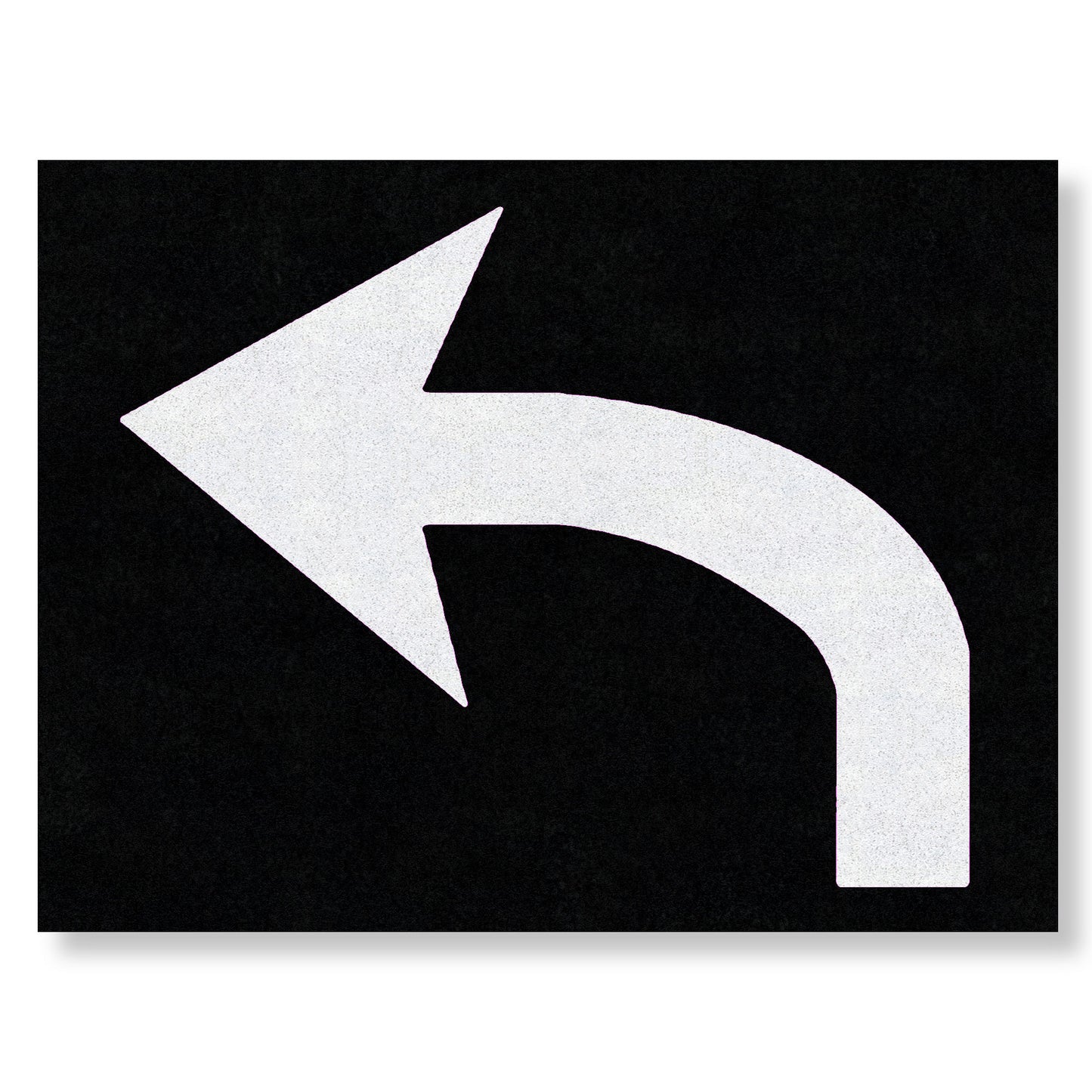 preformed thermoplastic White Turn Arrow pointing left on a black rectangle