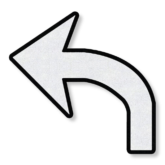 preformed thermoplastic White Turn Arrow pointing left with black outline