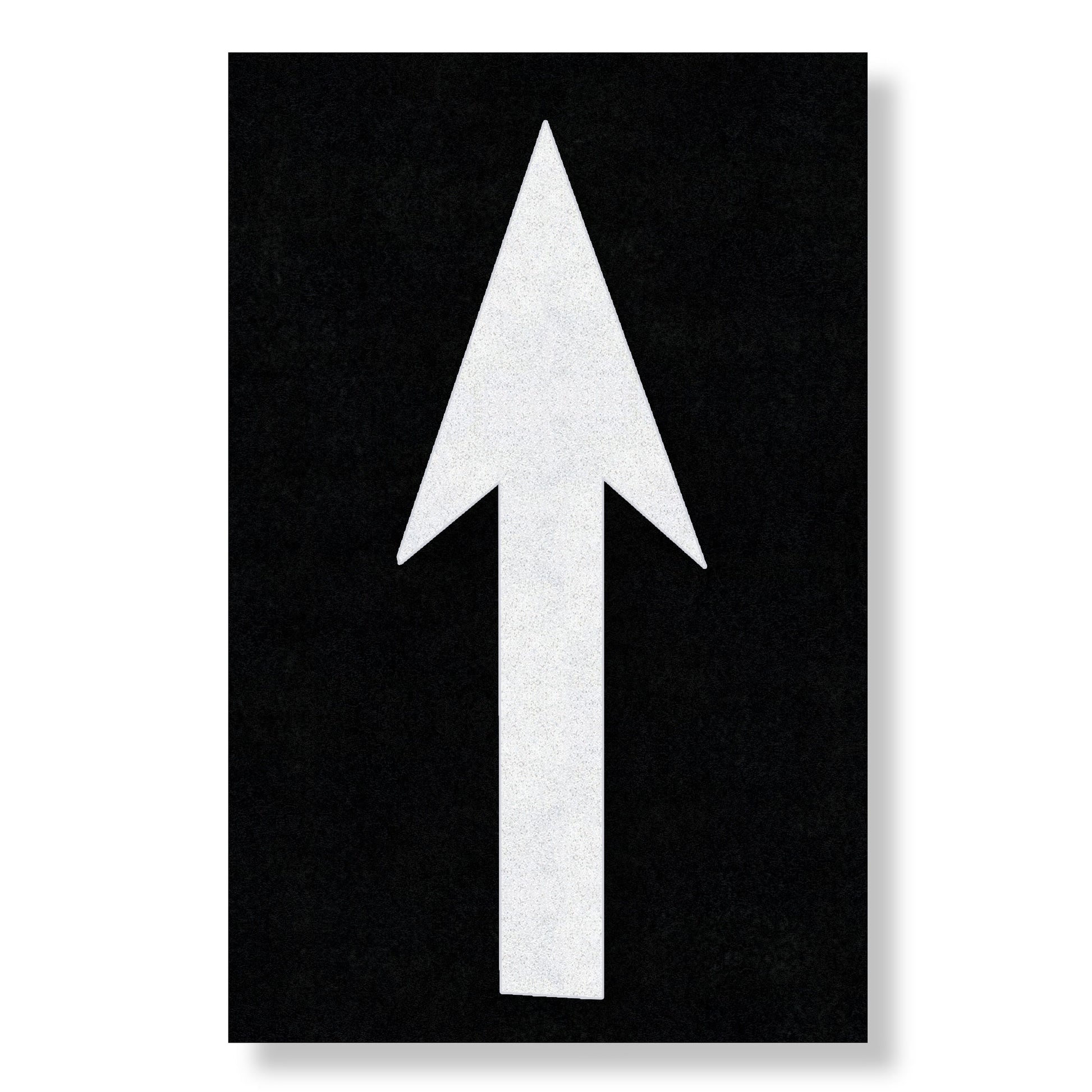 White straight arrow on a black rectangle