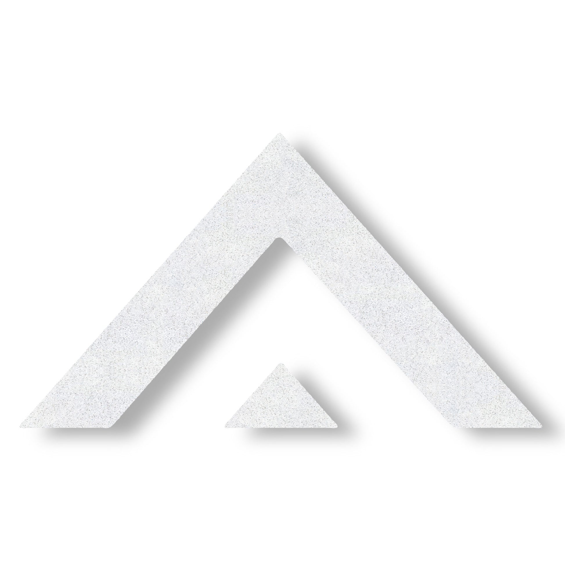A pair of nested preformed thermoplastic triangles in white