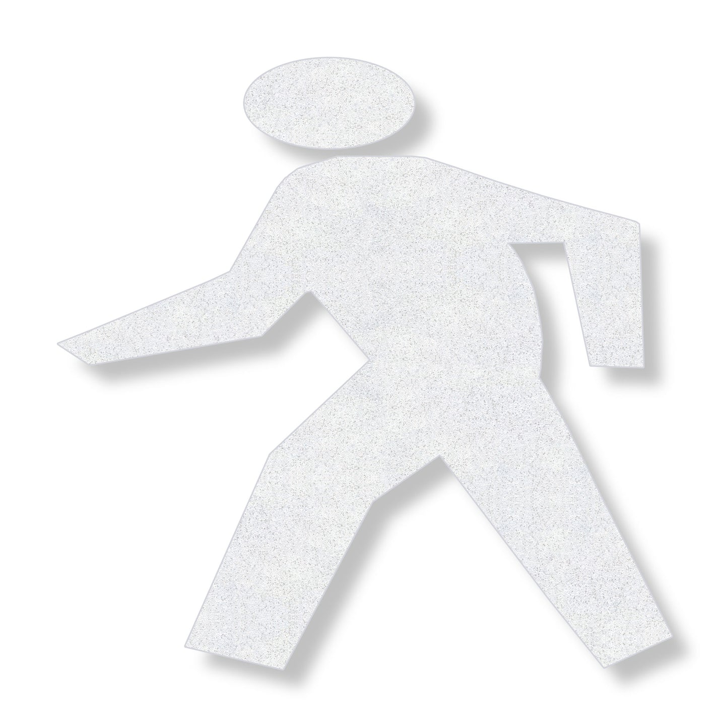 A figure in white is walking