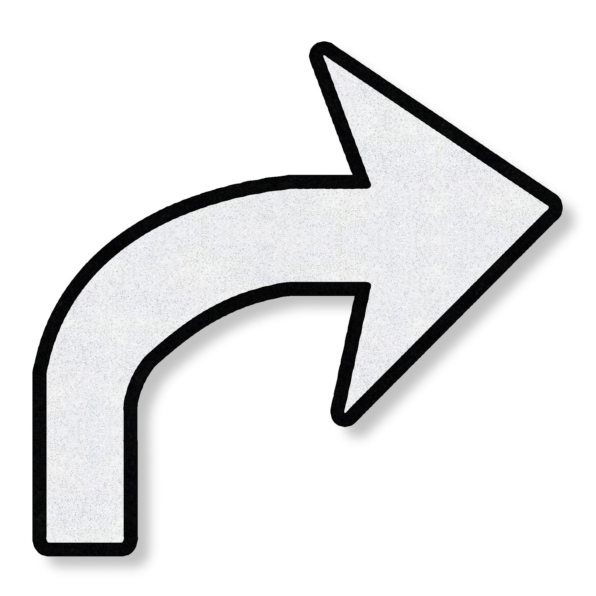 preformed thermoplastic White Turn Arrow pointing right with black outline