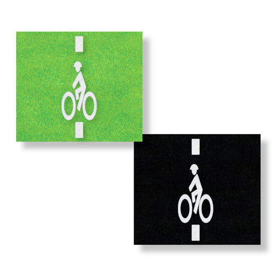 2 preformed thermoplastic Bike Man Loop Detector with Green and Black Contrast Box
