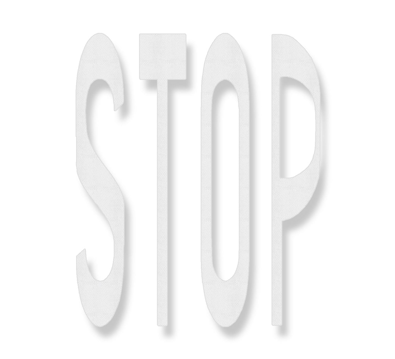 The word STOP in textured white tape