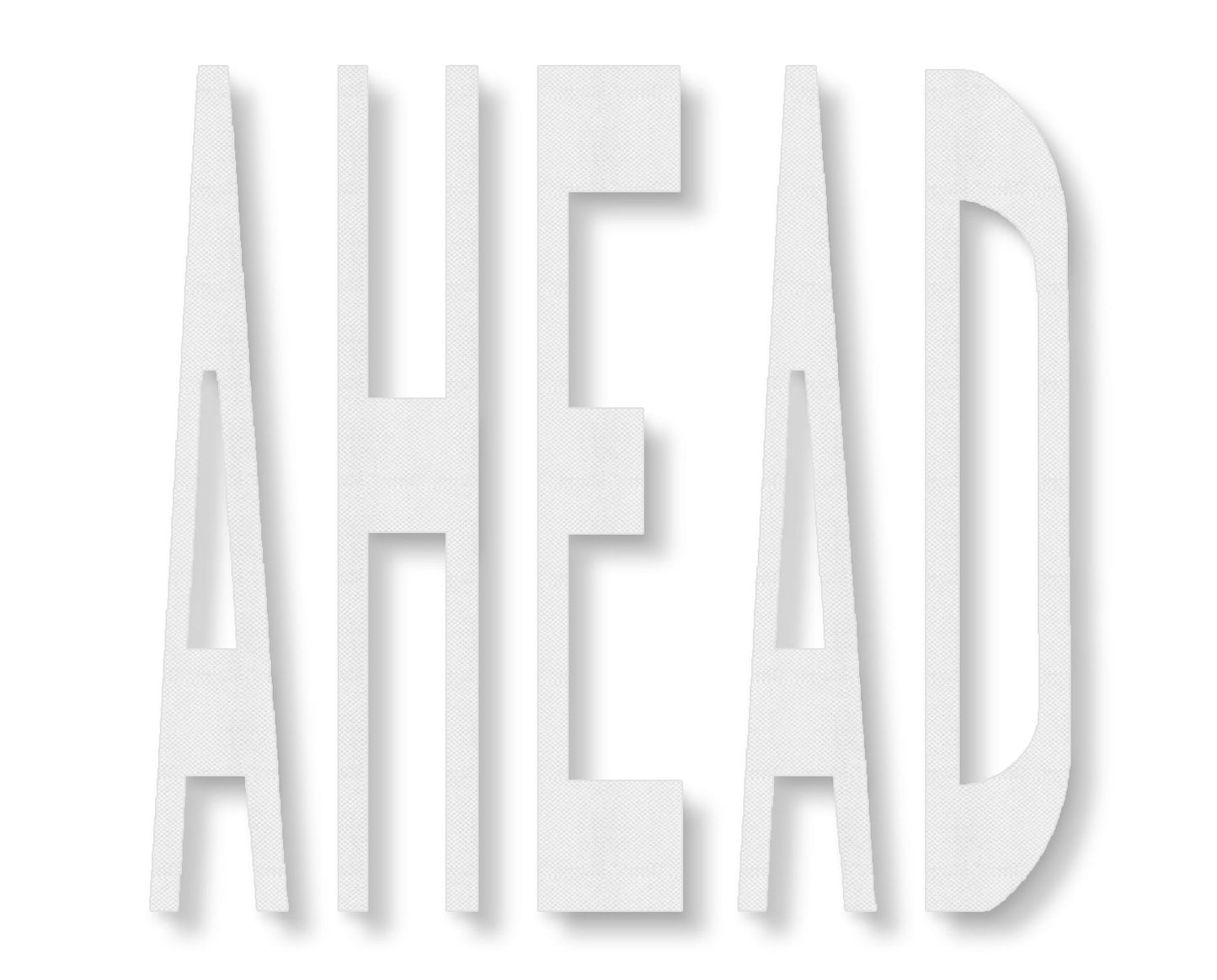 3M Stamark 380IES The word AHEAD in white textured tape