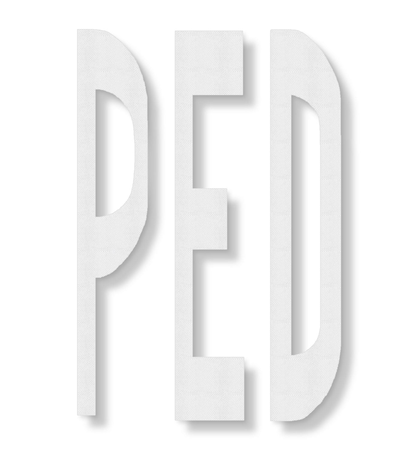 3M 380IES Stamark The word PED in white textured tape