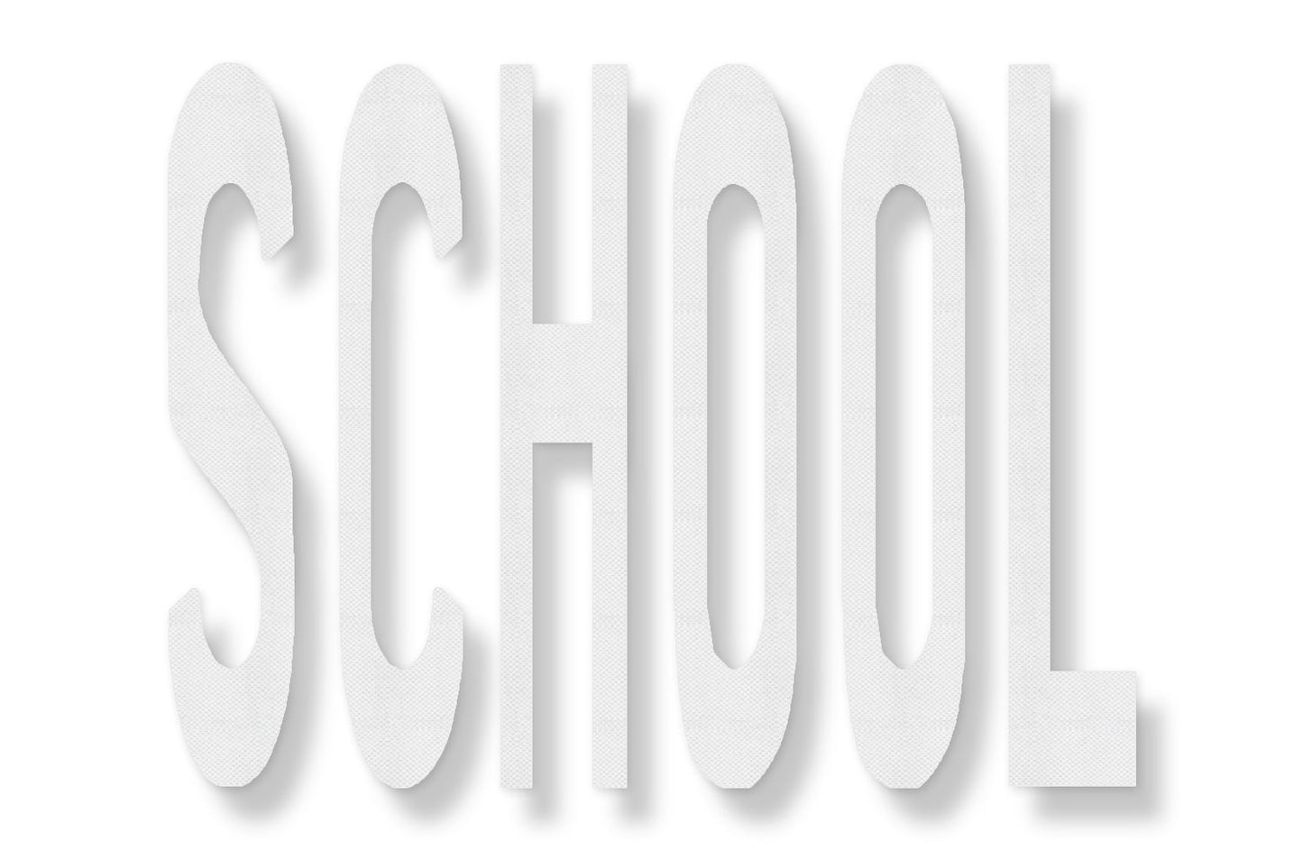 3M Stamark 380IES The word SCHOOL in white textured tape