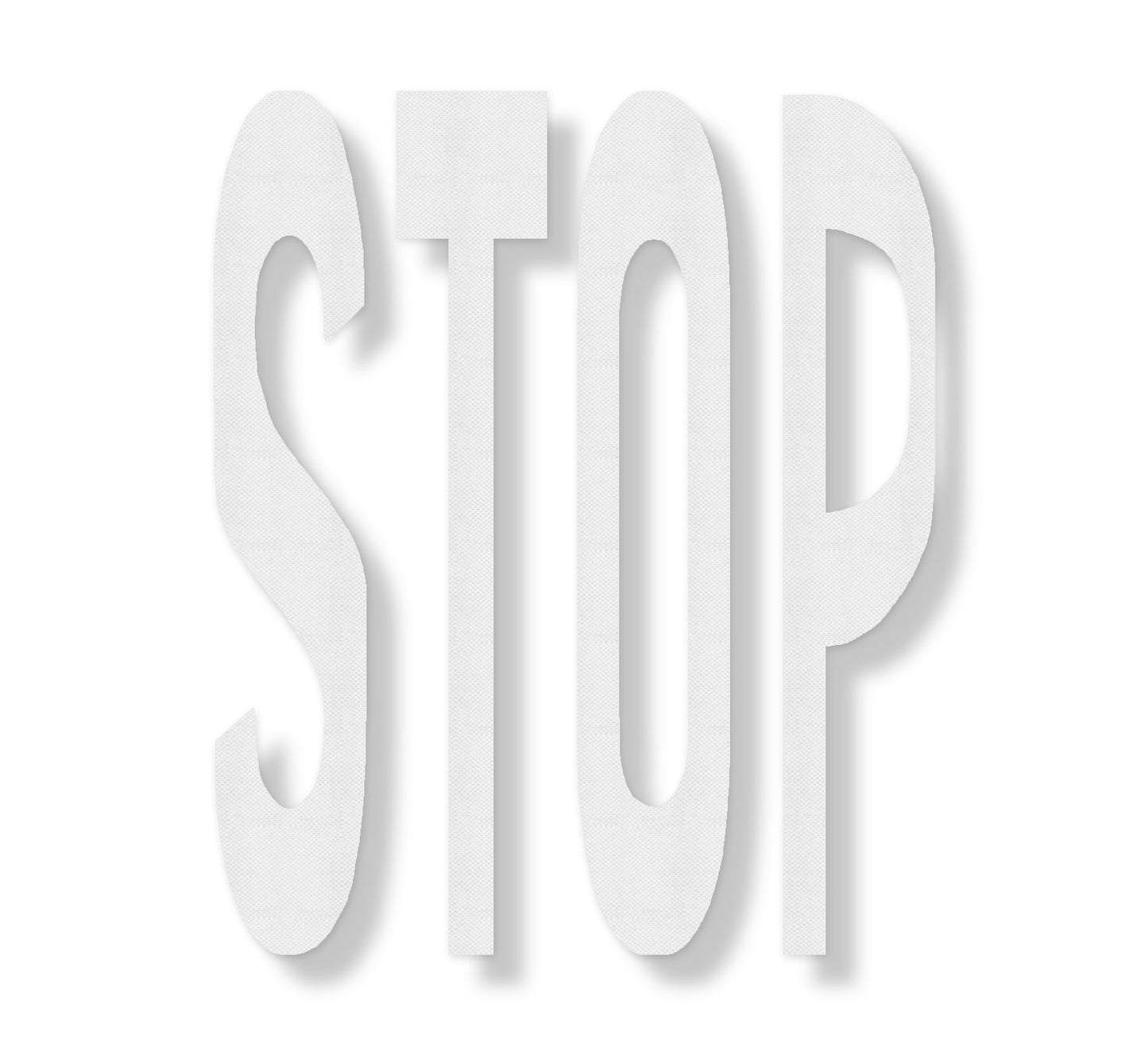 3M Stamark 380IES The word STOP in white textured tape