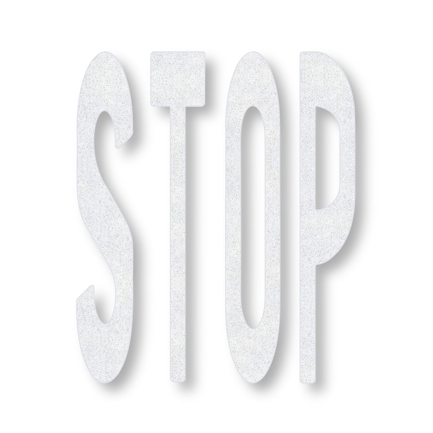 STOP In all caps in white