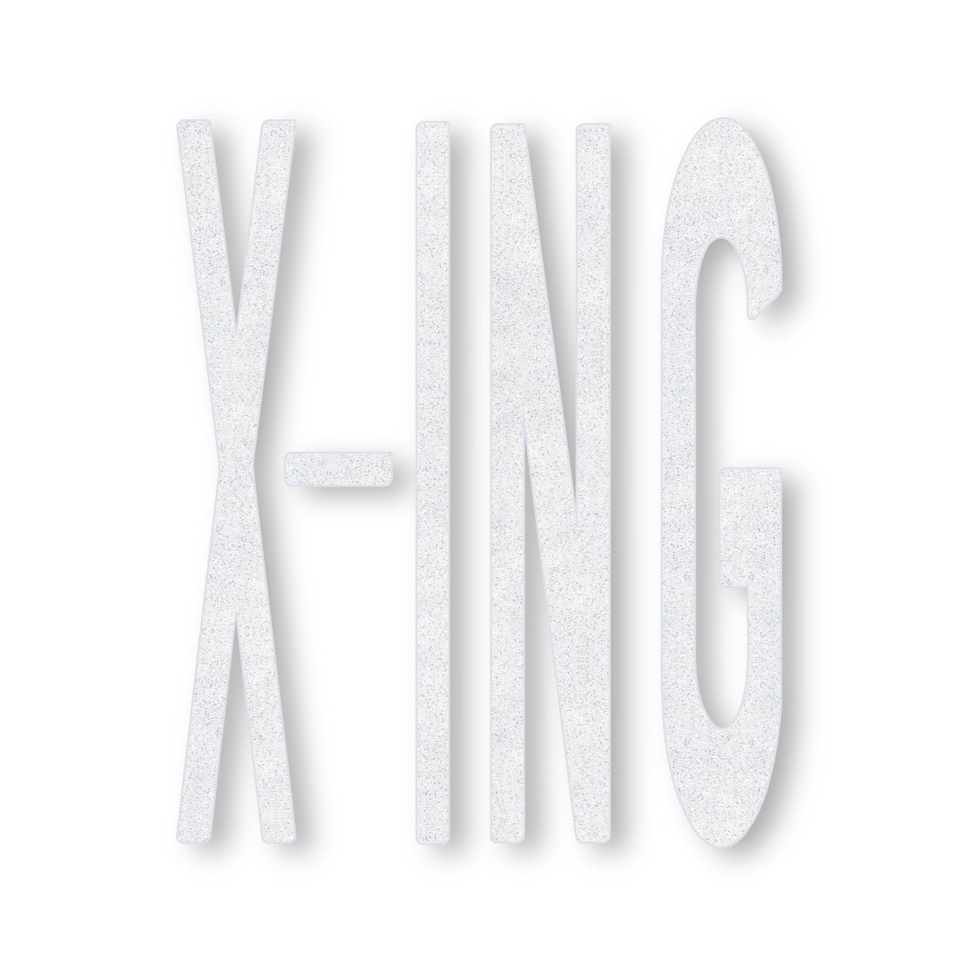 preformed thermoplastic X-ING in all caps in white