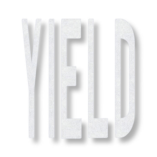 preformed thermoplastic YIELD in all caps in white
