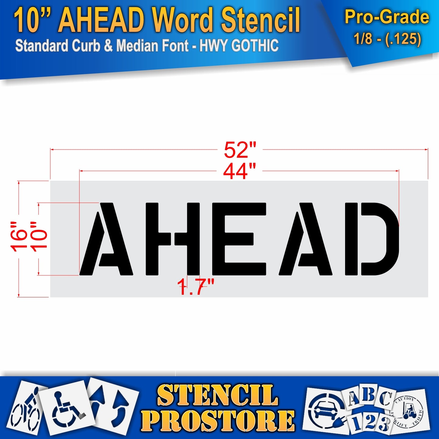 10 Inch AHEAD Wording Stencil – for Parking Lot and Area Labeling Stencil