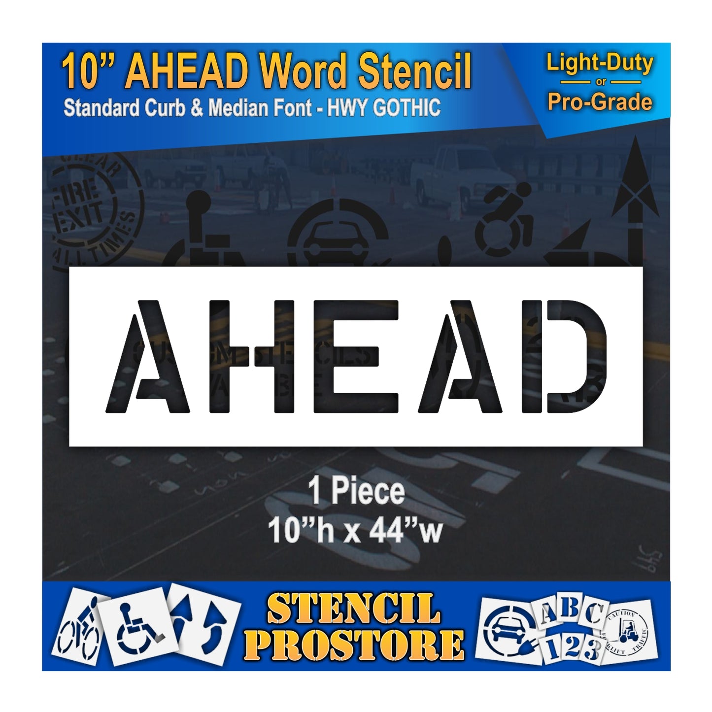 10 Inch AHEAD Wording Stencil – for Parking Lot and Area Labeling Stencil