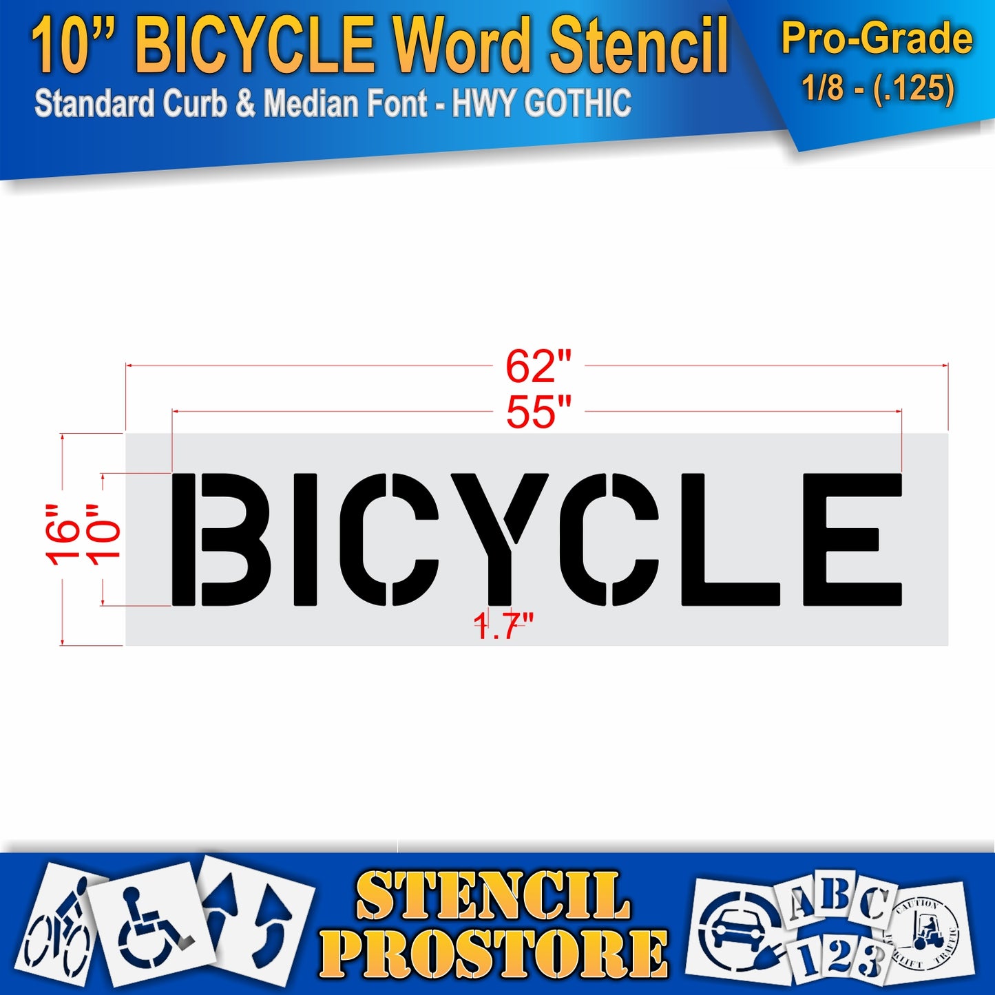 10 Inch BICYCLE Wording Stencil – for Parking Lot and Area Labeling Stencil