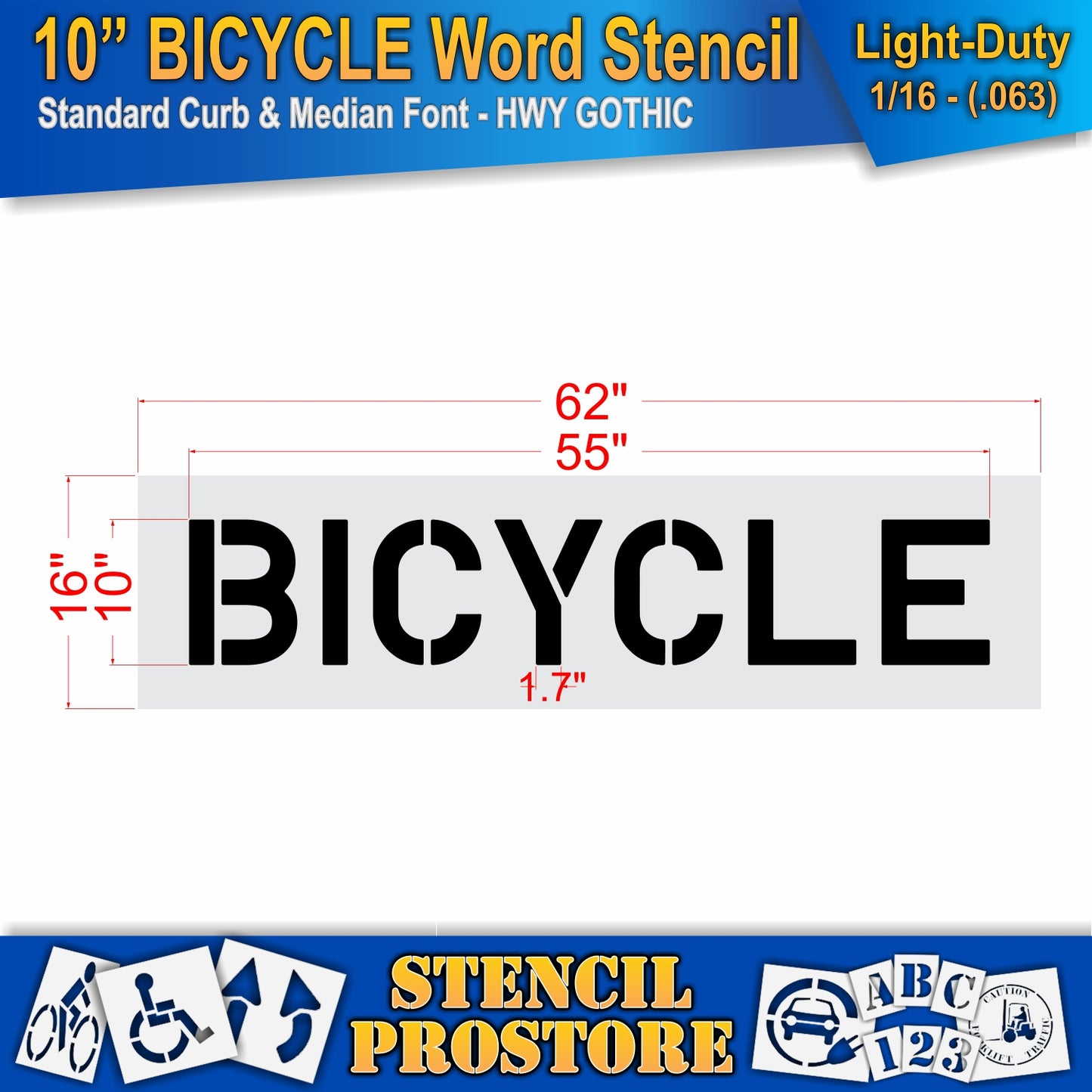10 Inch BICYCLE Wording Stencil – for Parking Lot and Area Labeling Stencil