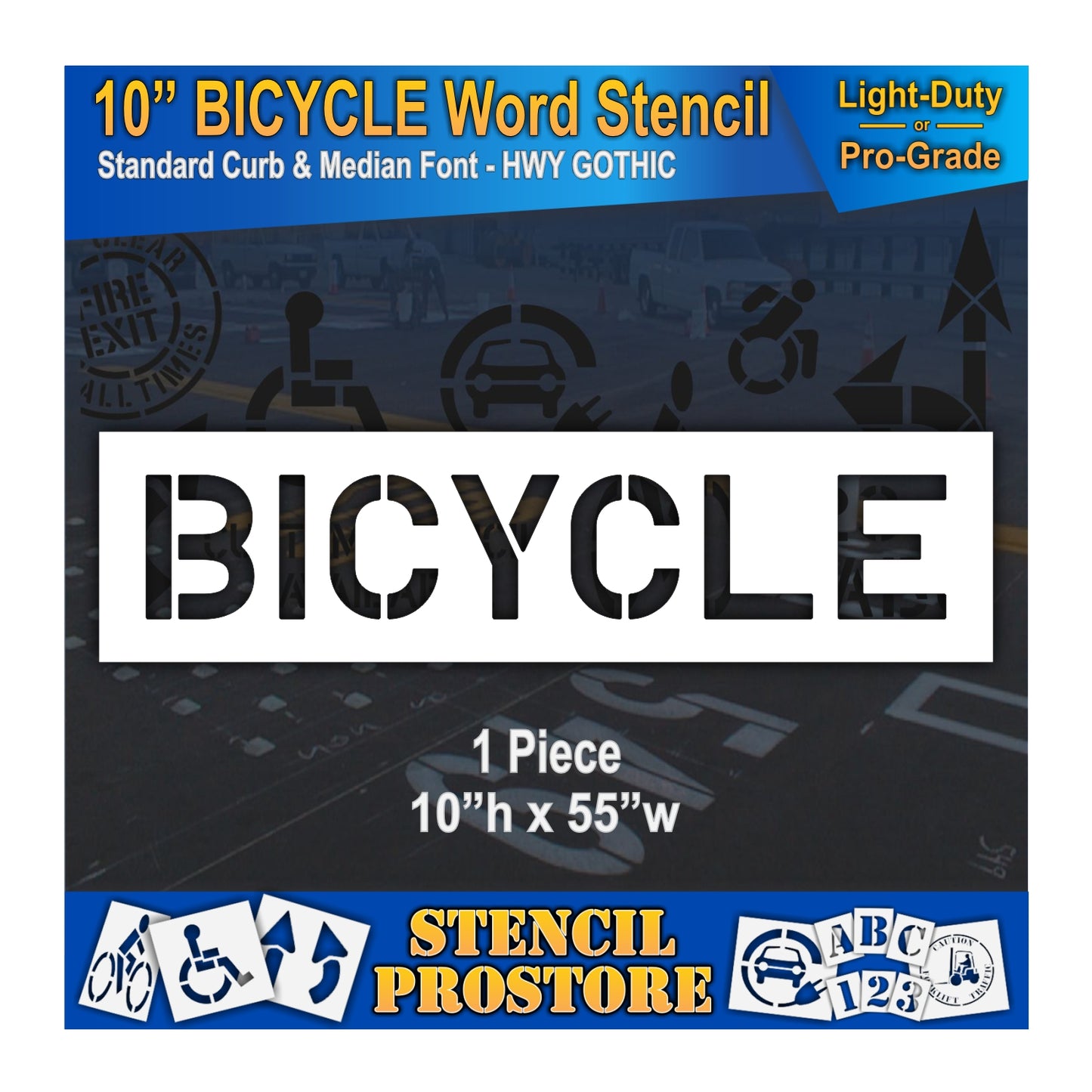 10 Inch BICYCLE Wording Stencil – for Parking Lot and Area Labeling Stencil
