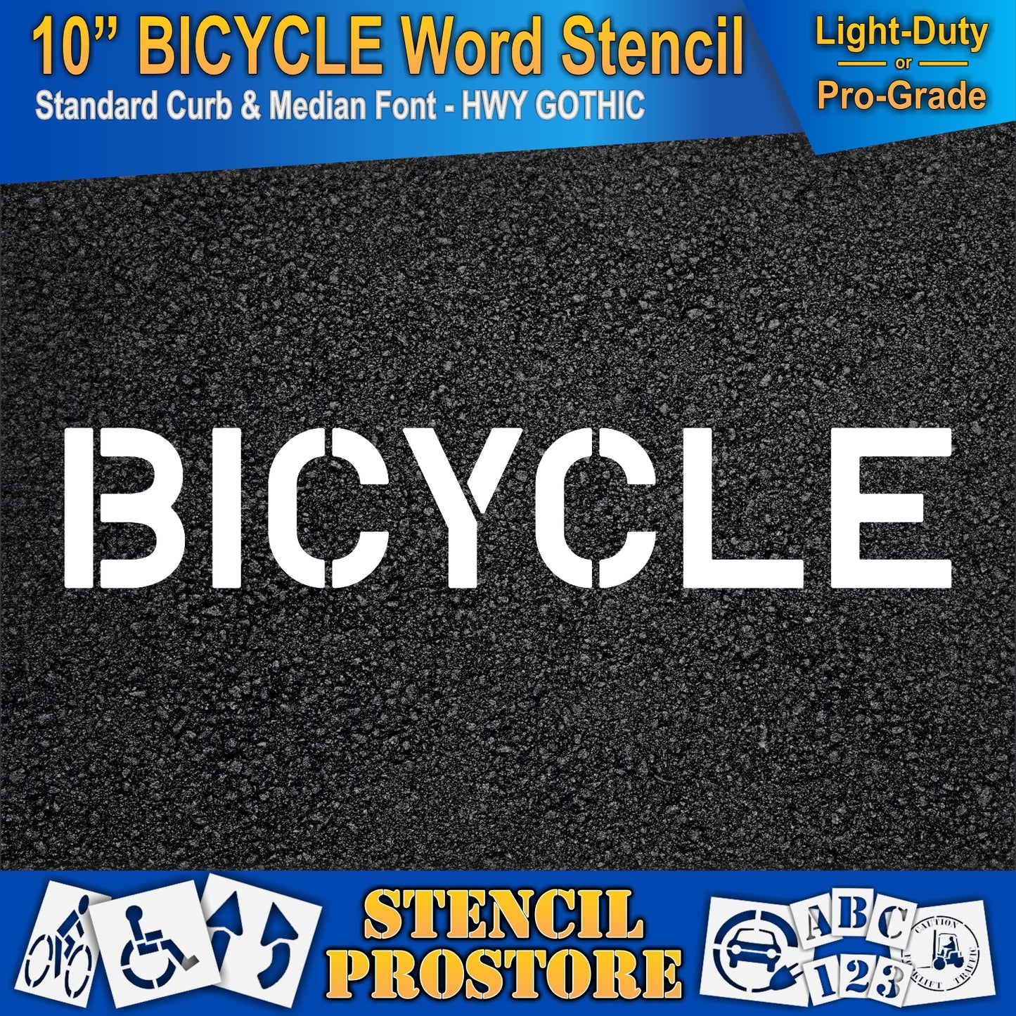 10 Inch BICYCLE Wording Stencil – for Parking Lot and Area Labeling Stencil