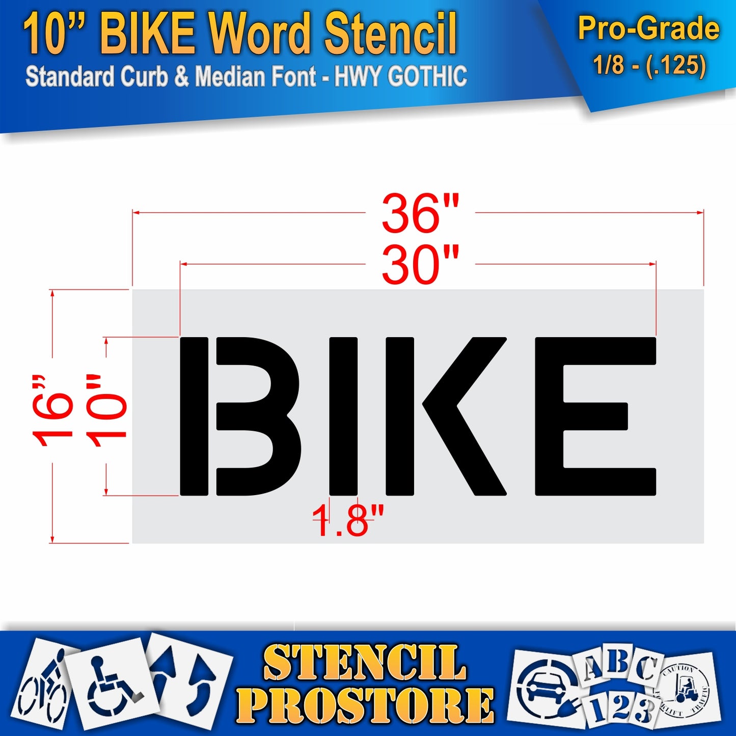 10 Inch BIKE Wording Stencil – for Parking Lot and Area Labeling Stencil