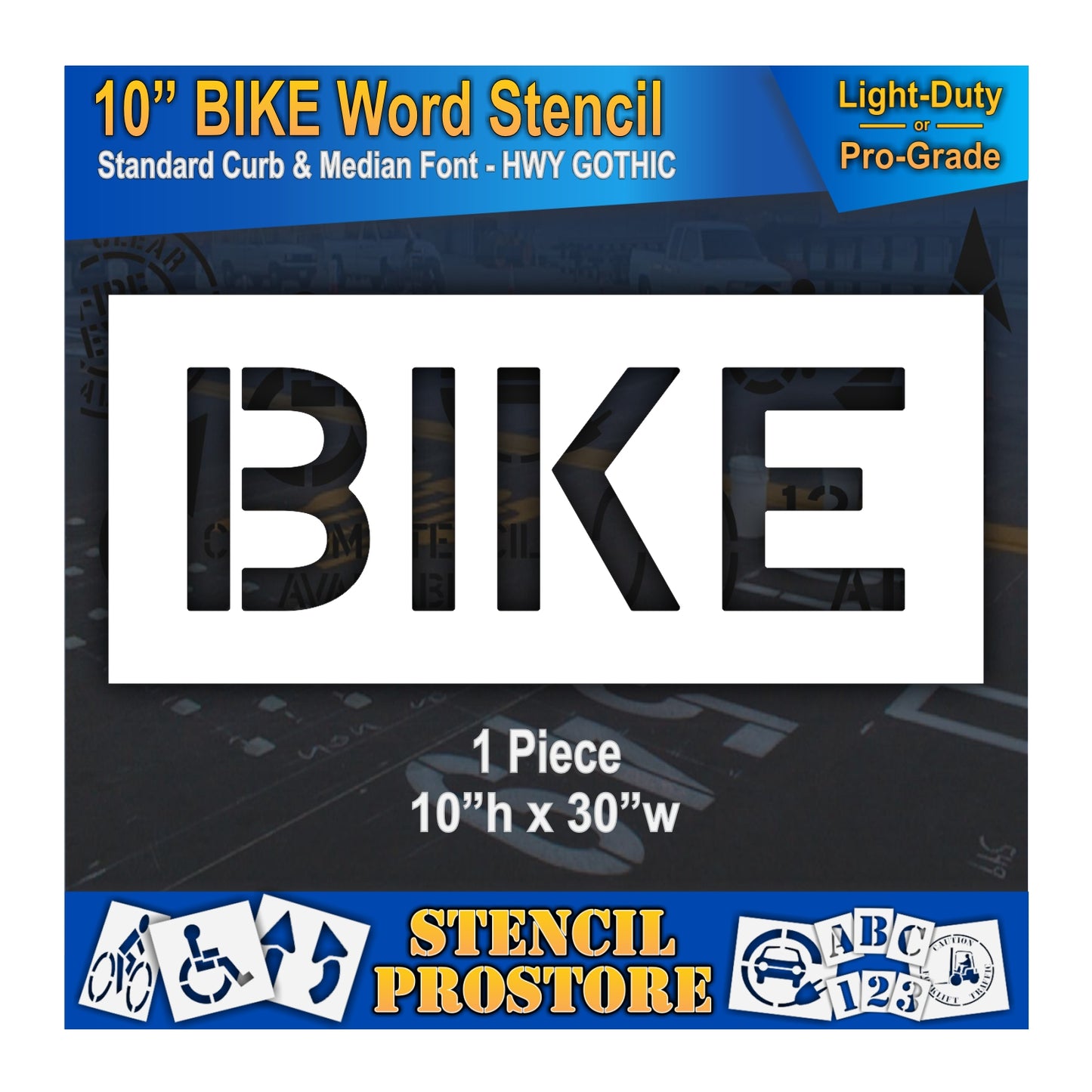 10 Inch BIKE Wording Stencil – for Parking Lot and Area Labeling Stencil