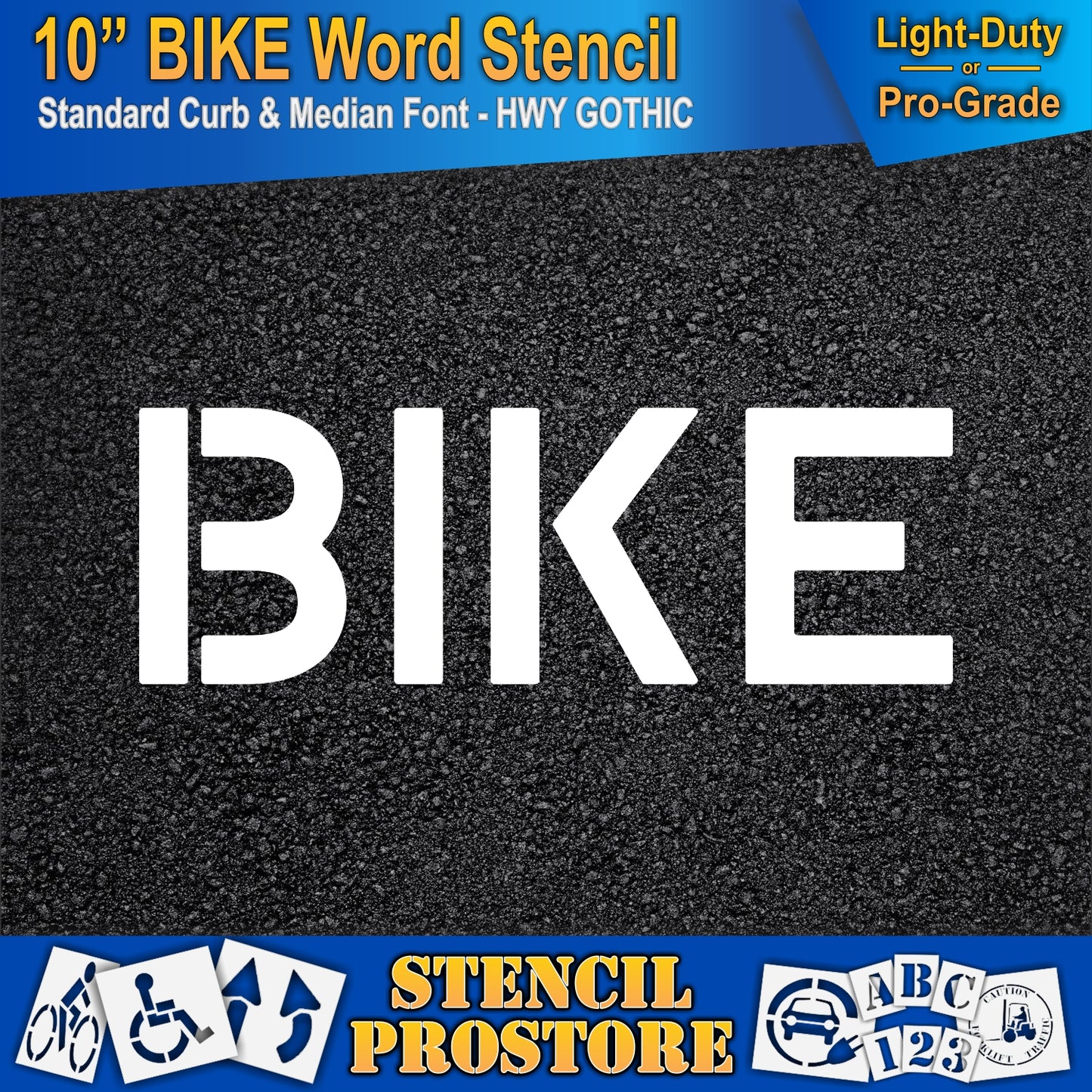 10 Inch BIKE Wording Stencil – for Parking Lot and Area Labeling Stencil