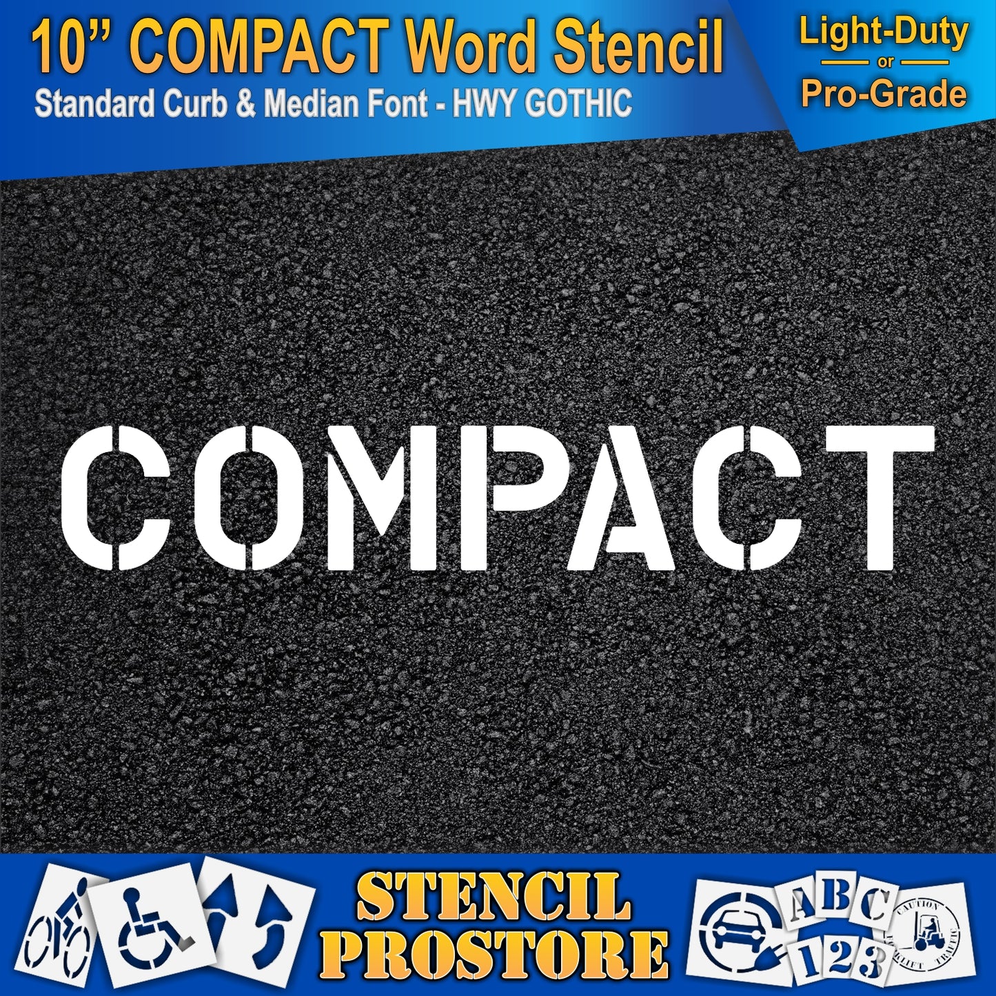 10 Inch COMPACT Wording Stencil – for Parking Lot and Area Labeling Stencil