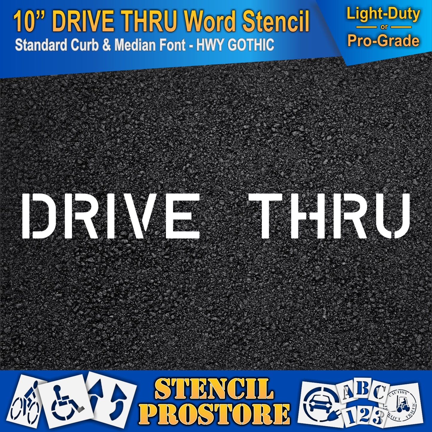10 Inch DRIVE THRU Wording Stencil – for Parking Lot and Area Labeling Stencil