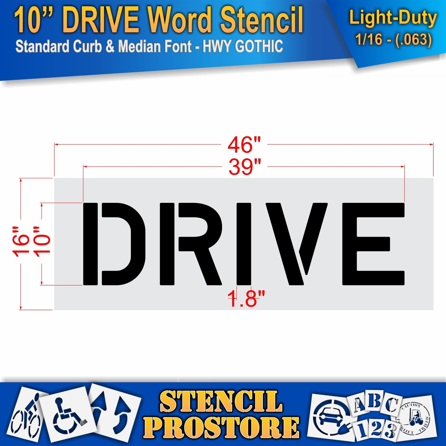 10 Inch DRIVE Wording Stencil – for Parking Lot and Area Labeling Stencil