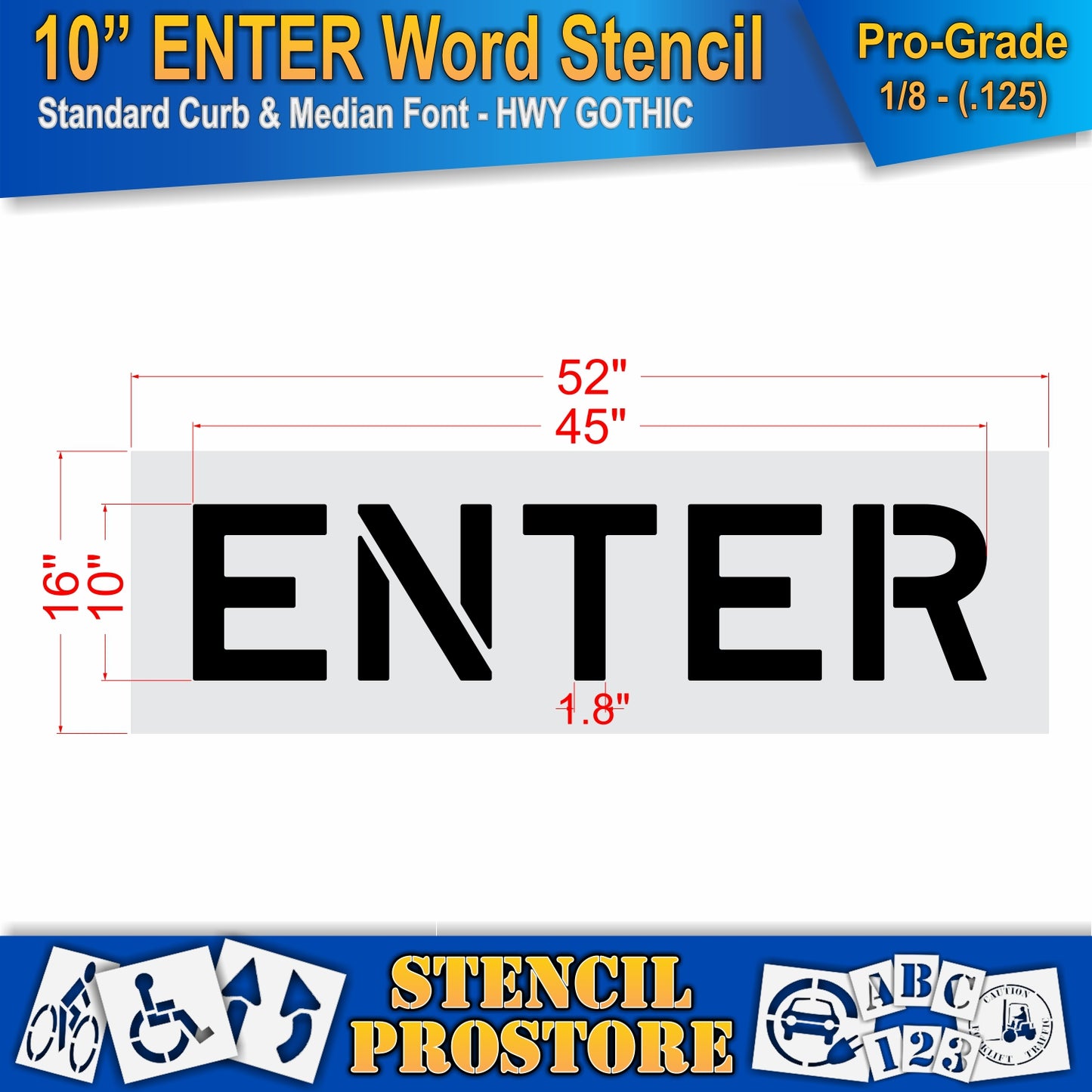 10 Inch ENTER Wording Stencil – for Parking Lot and Area Labeling Stencil