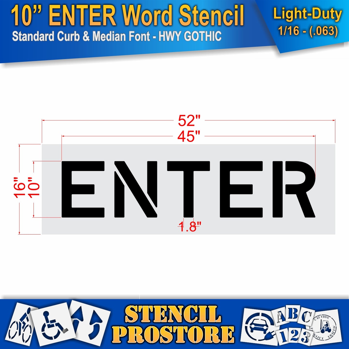 10 Inch ENTER Wording Stencil – for Parking Lot and Area Labeling Stencil