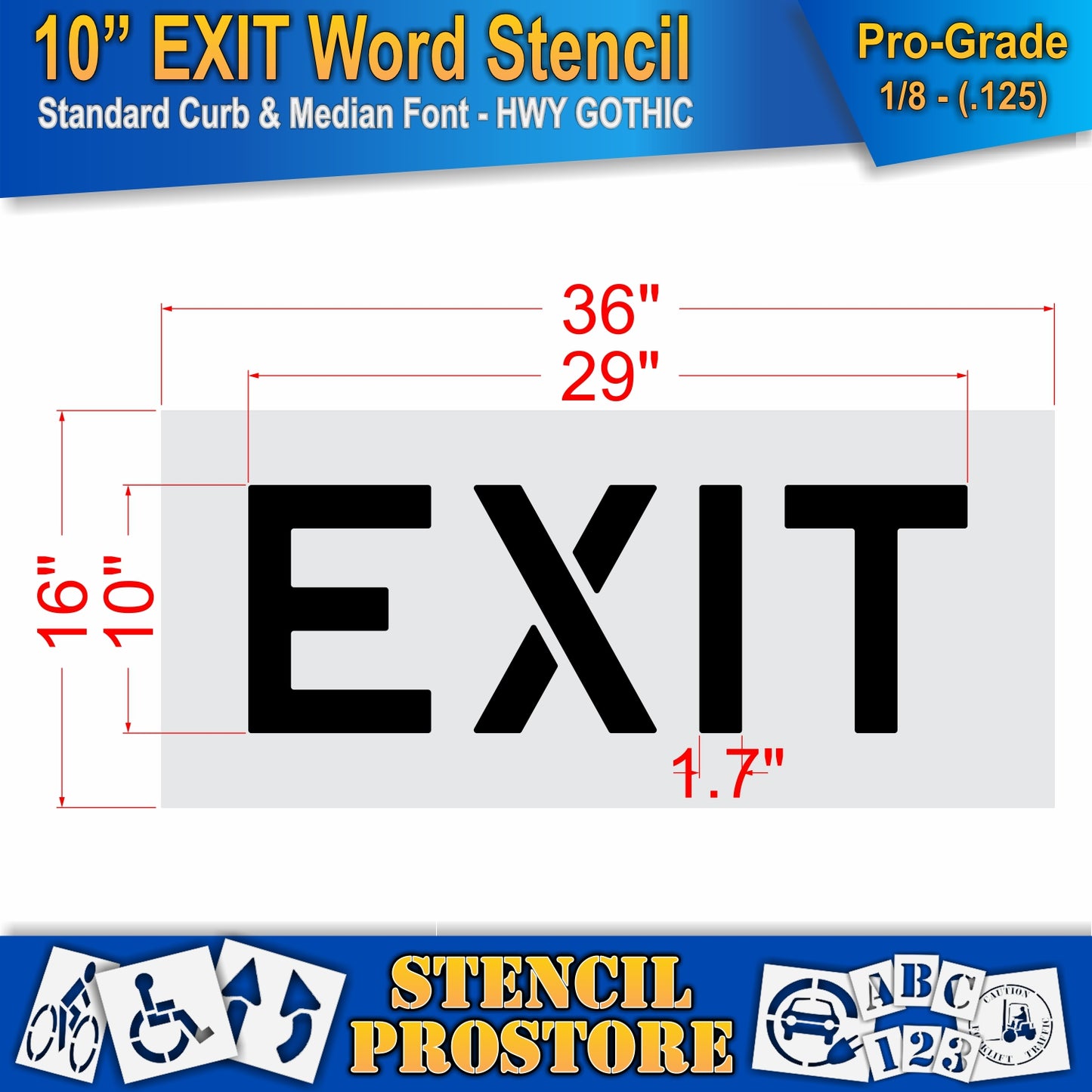 10 Inch EXIT Wording Stencil – for Parking Lot and Area Labeling Stencil
