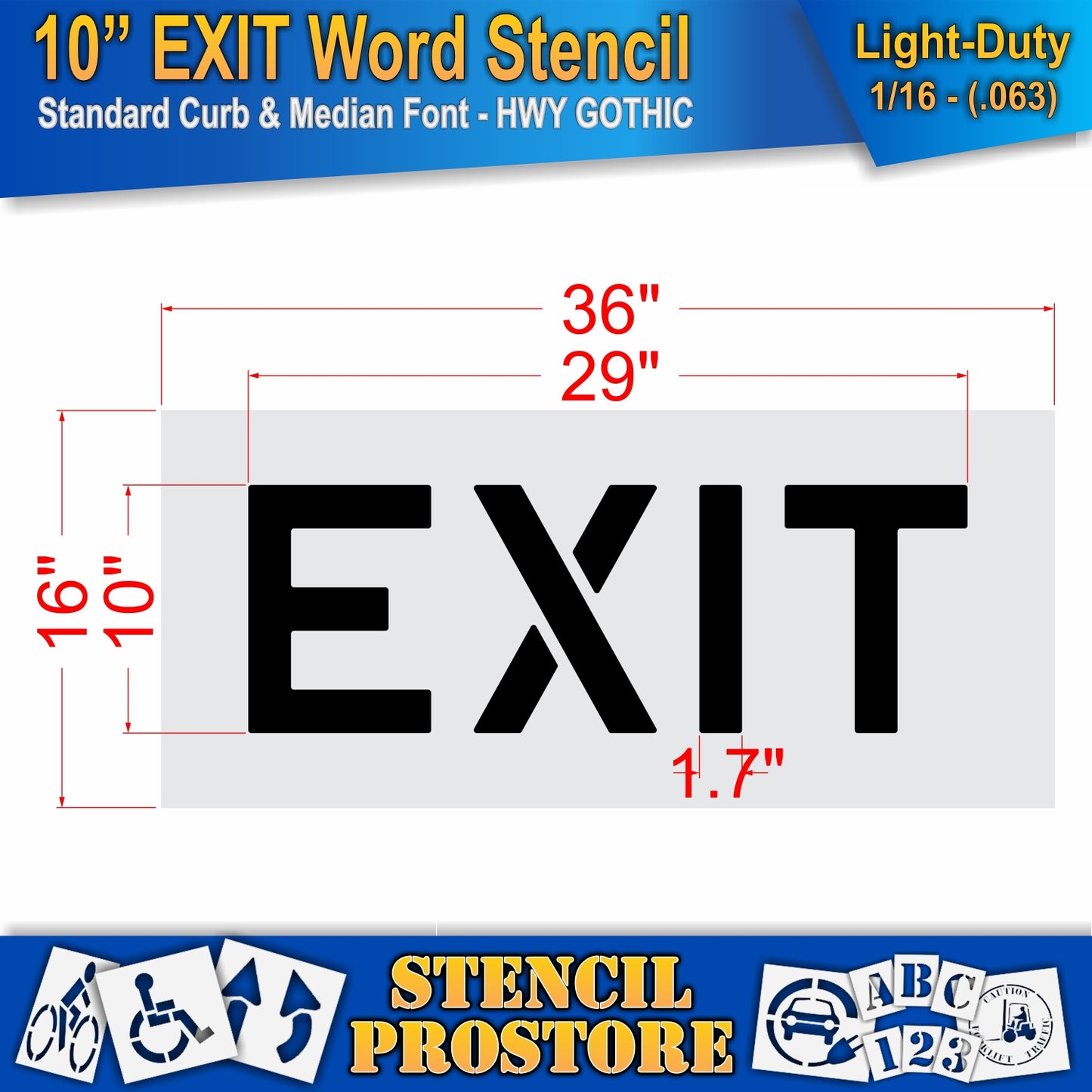 10 Inch EXIT Wording Stencil – for Parking Lot and Area Labeling Stencil