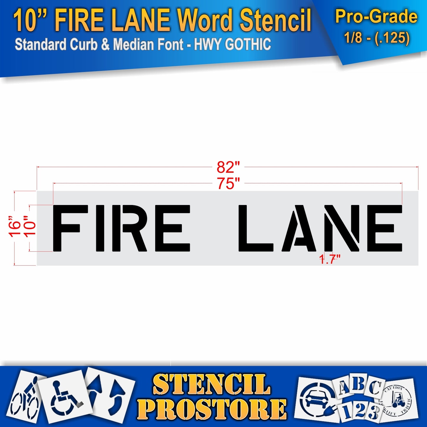 10 Inch FIRE LANE Wording Stencil – for Parking Lot and Area Labeling Stencil