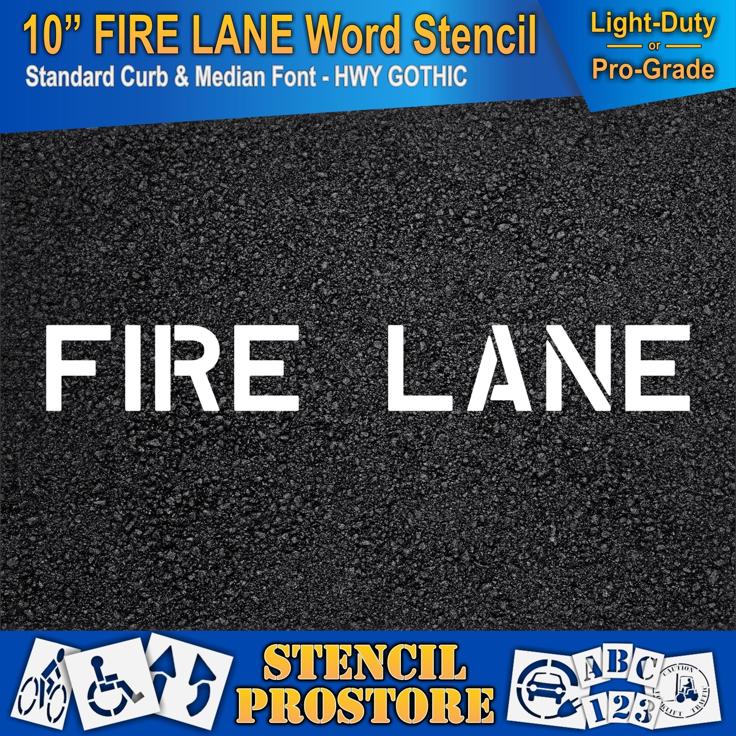 10 Inch FIRE LANE Wording Stencil – for Parking Lot and Area Labeling Stencil