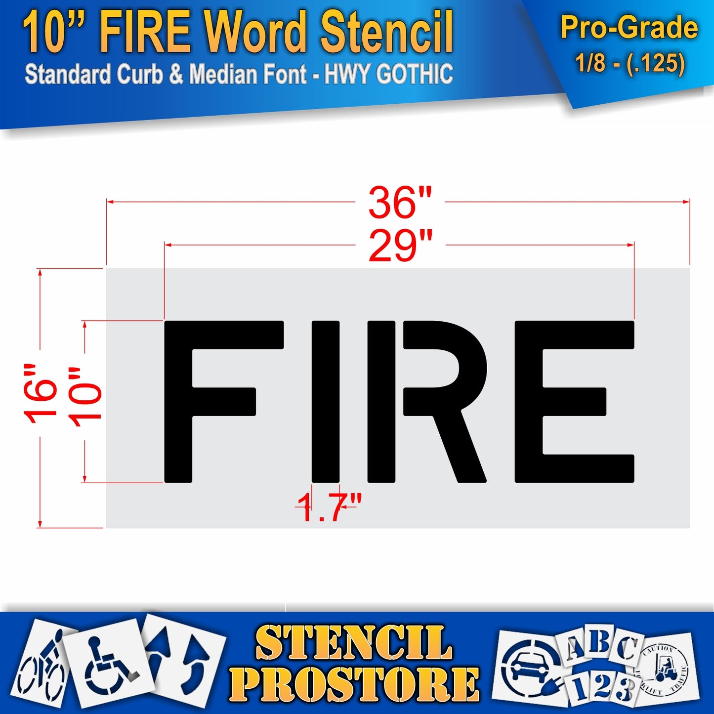 10 Inch FIRE Wording Stencil – for Parking Lot and Area Labeling Stencil