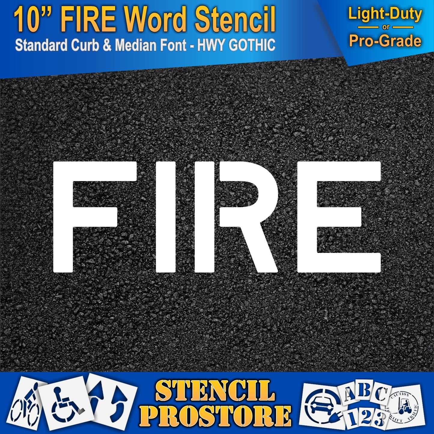 10 Inch FIRE Wording Stencil – for Parking Lot and Area Labeling Stencil