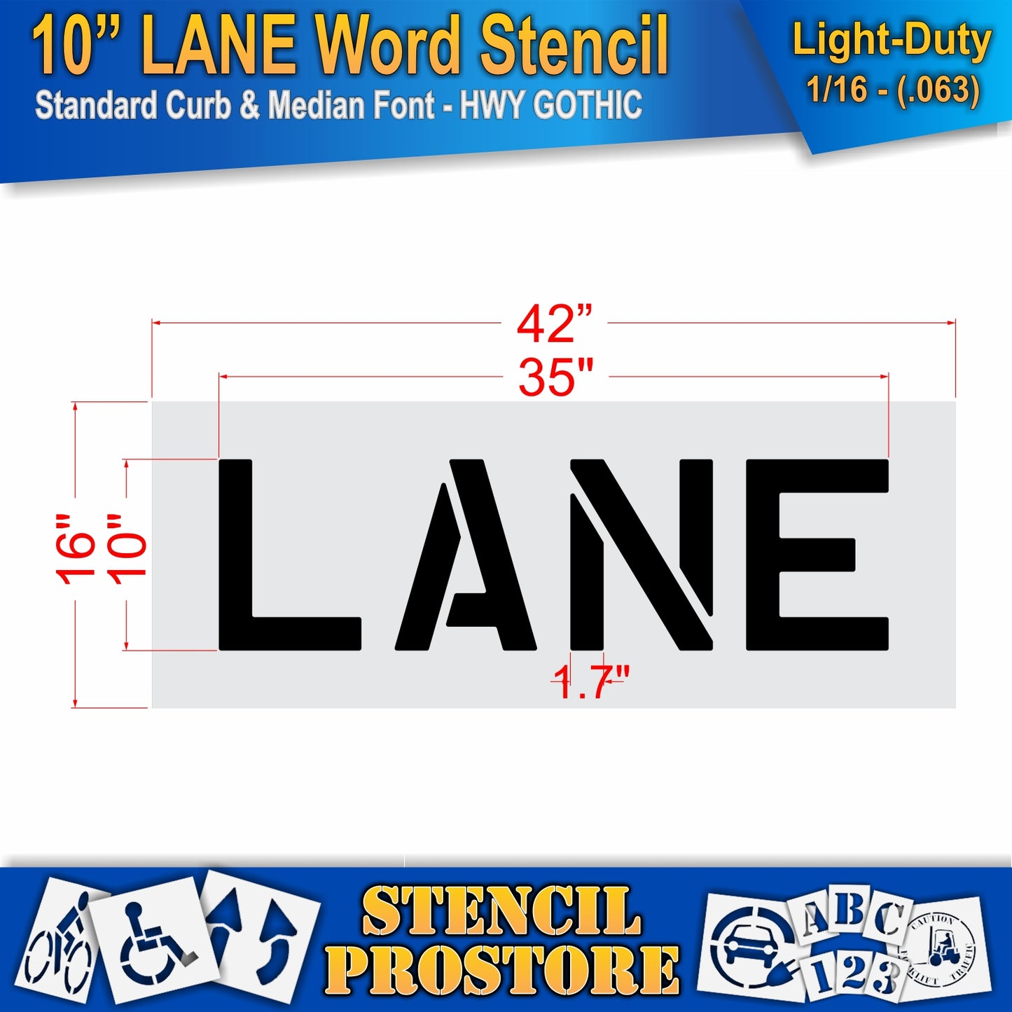 10 Inch LANE Wording Stencil – for Parking Lot and Area Labeling Stencil