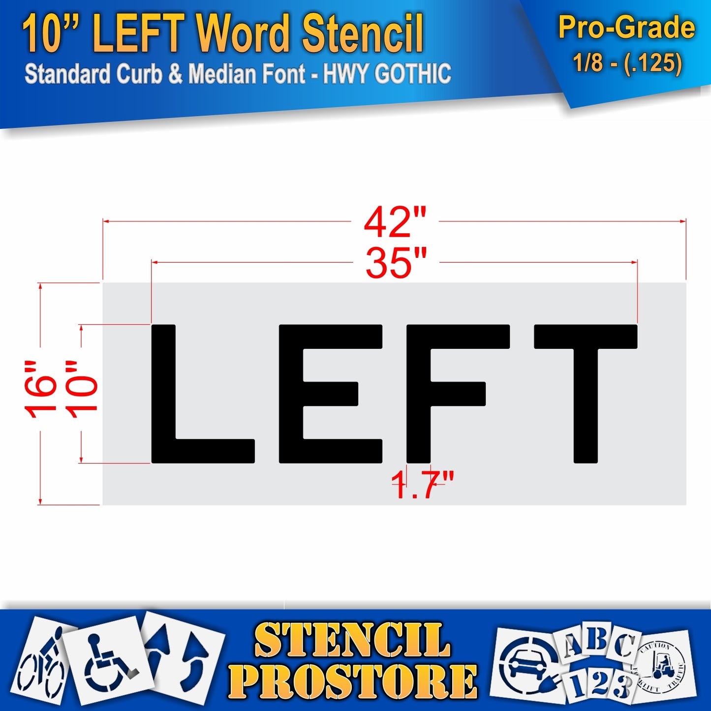 10 Inch LEFT Wording Stencil – for Parking Lot and Area Labeling Stencil