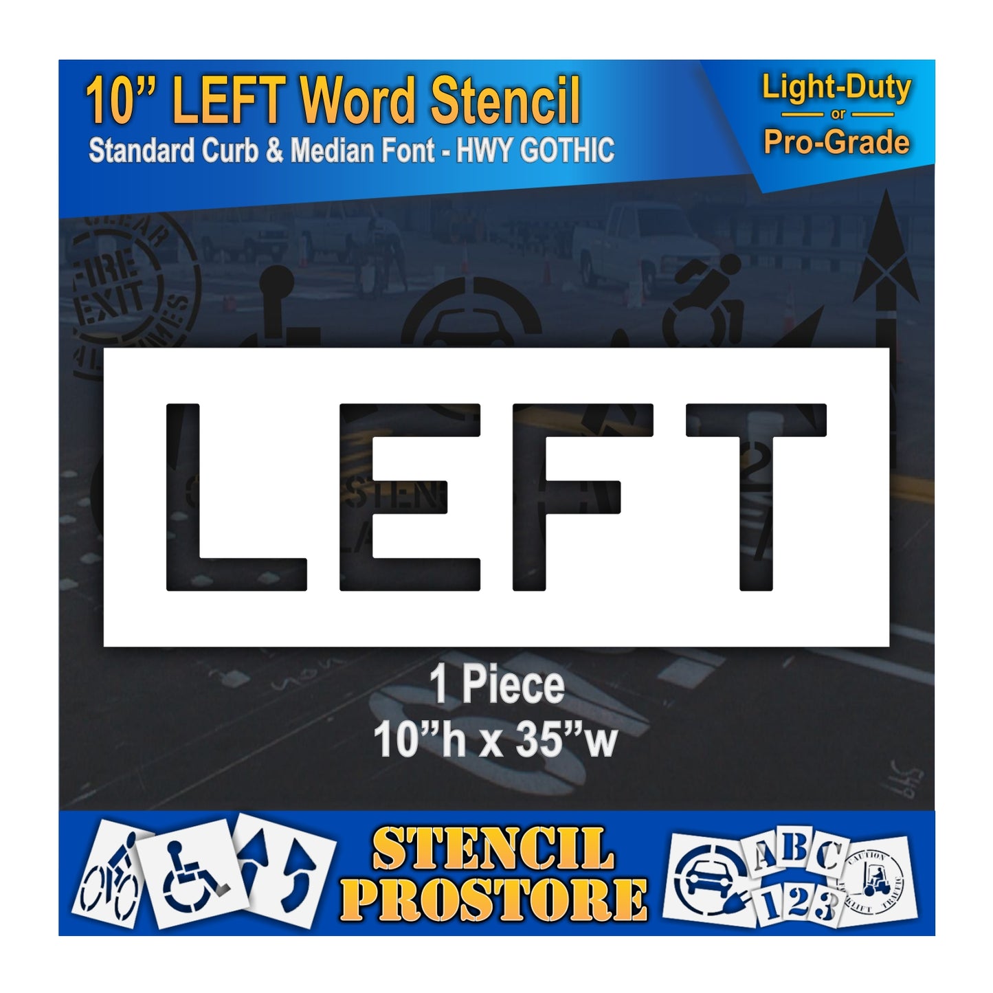 10 Inch LEFT Wording Stencil – for Parking Lot and Area Labeling Stencil