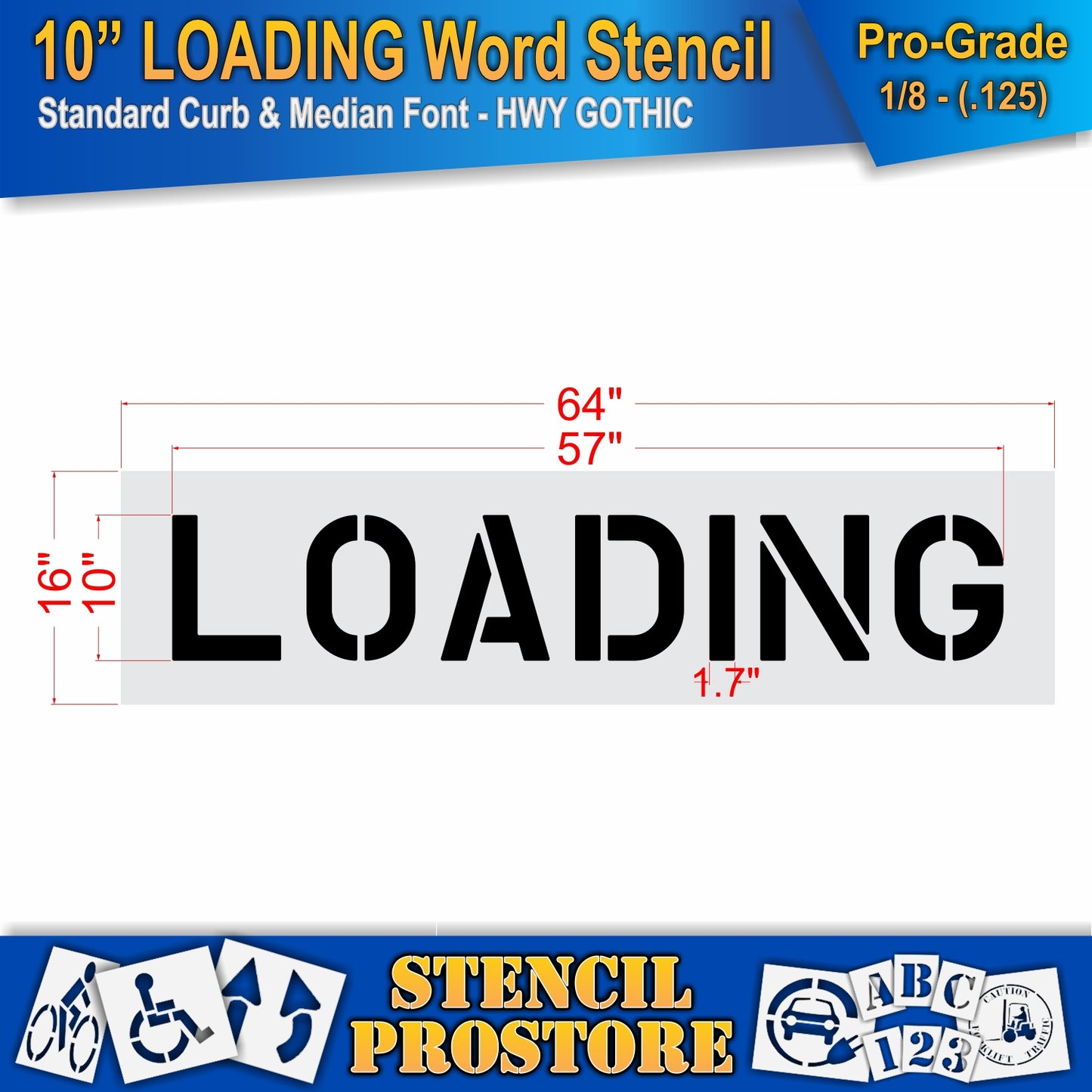 10 Inch LOADING Wording Stencil – for Parking Lot and Area Labeling Stencil