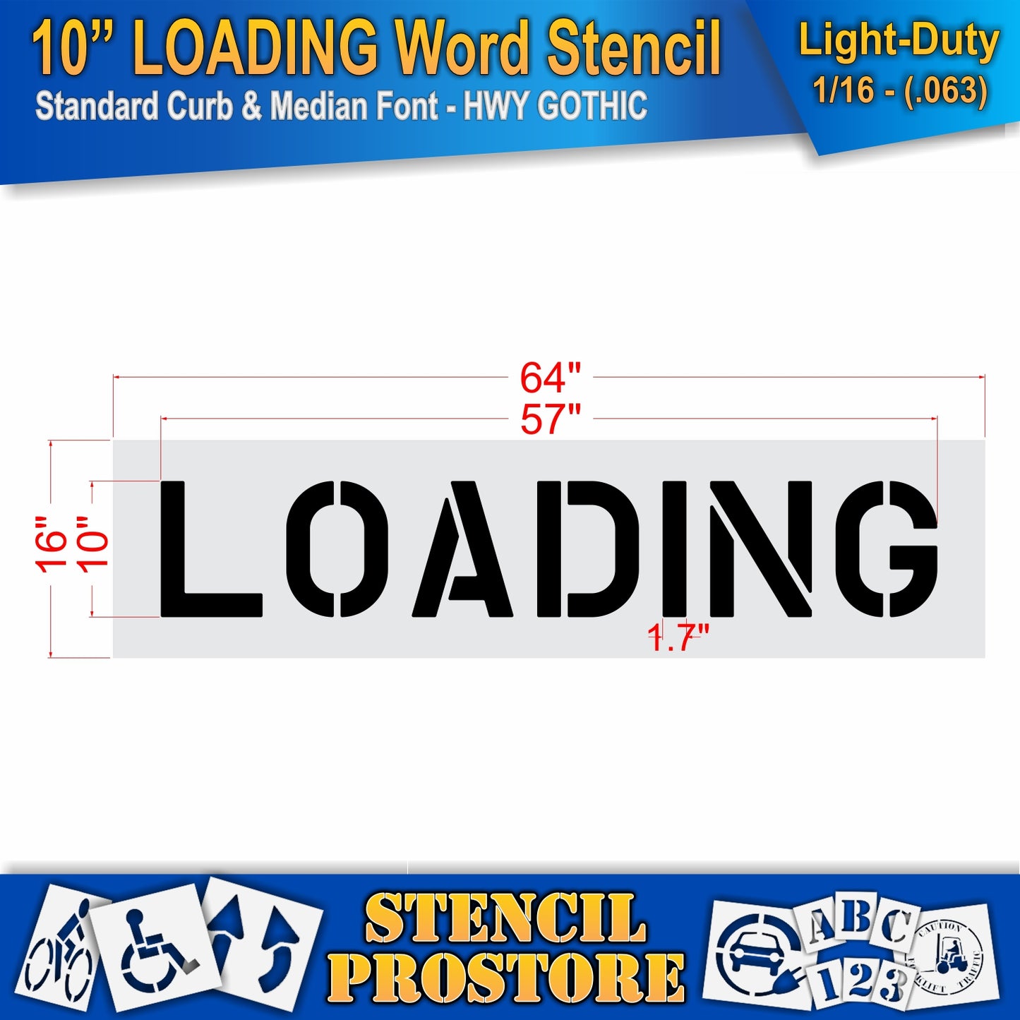 10 Inch LOADING Wording Stencil – for Parking Lot and Area Labeling Stencil