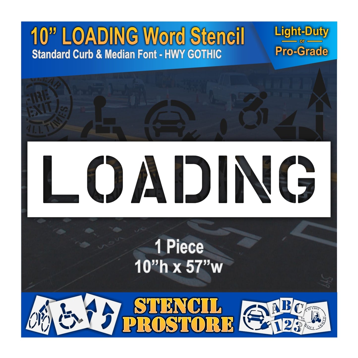 10 Inch LOADING Wording Stencil – for Parking Lot and Area Labeling Stencil